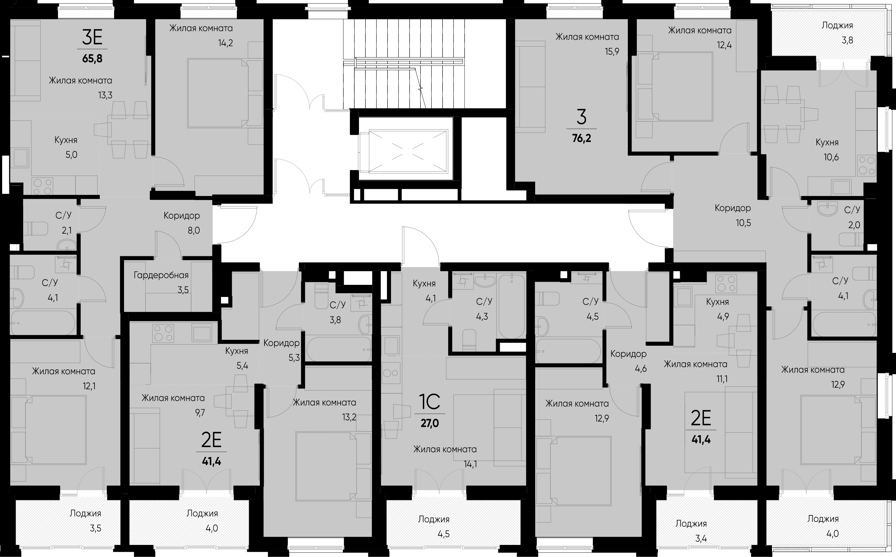 евро 2 к.кв. №12 41,4 м2 от застройщика ГК ТОЧНО фото 3