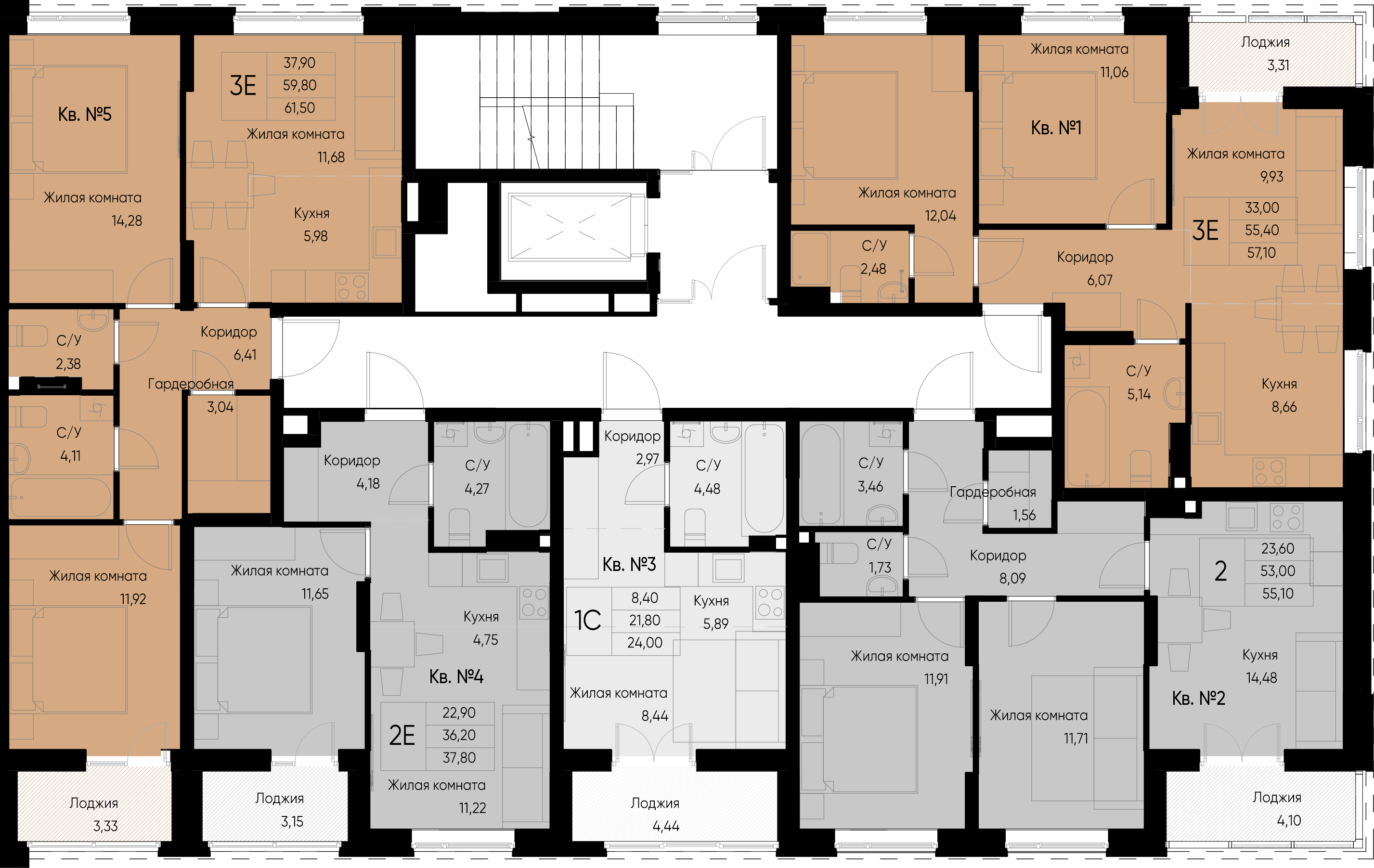 евро 2 к.кв. №4 37,8 м2 от застройщика ГК ТОЧНО фото 2