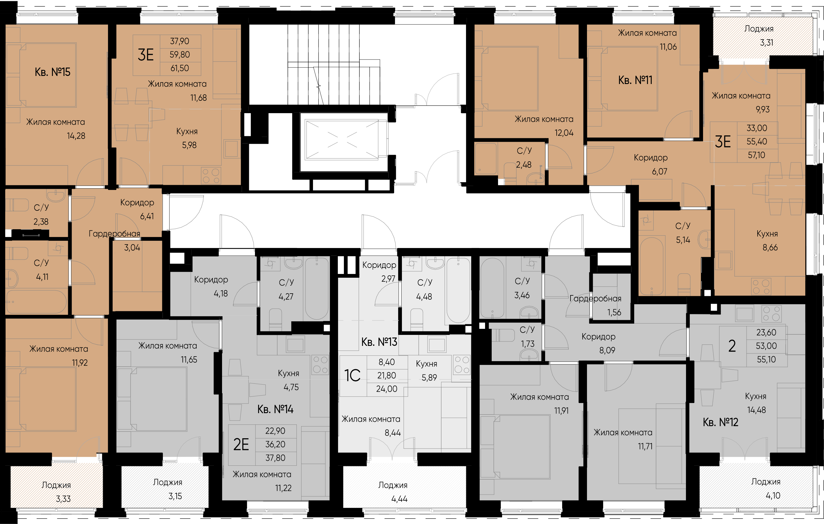 2-комнатная квартира №12 55,1 м2 от застройщика ГК ТОЧНО фото 2