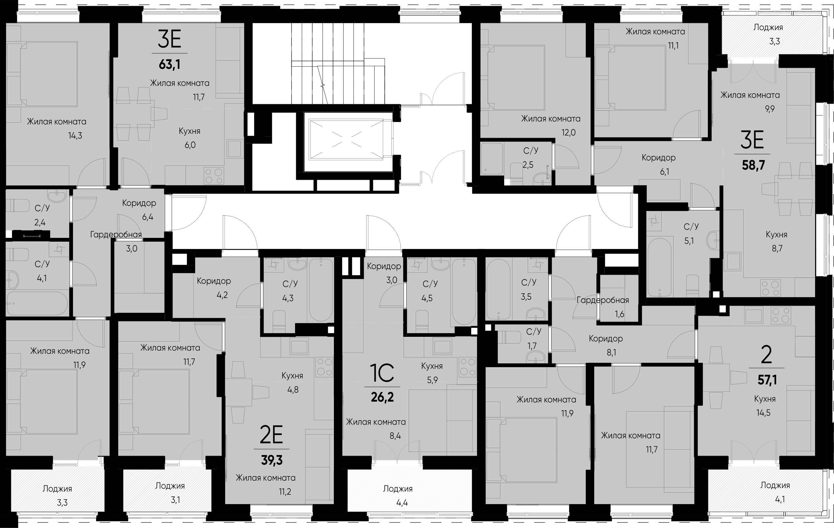 2-комнатная квартира №2 55,1 м2 от застройщика ГК ТОЧНО фото 5
