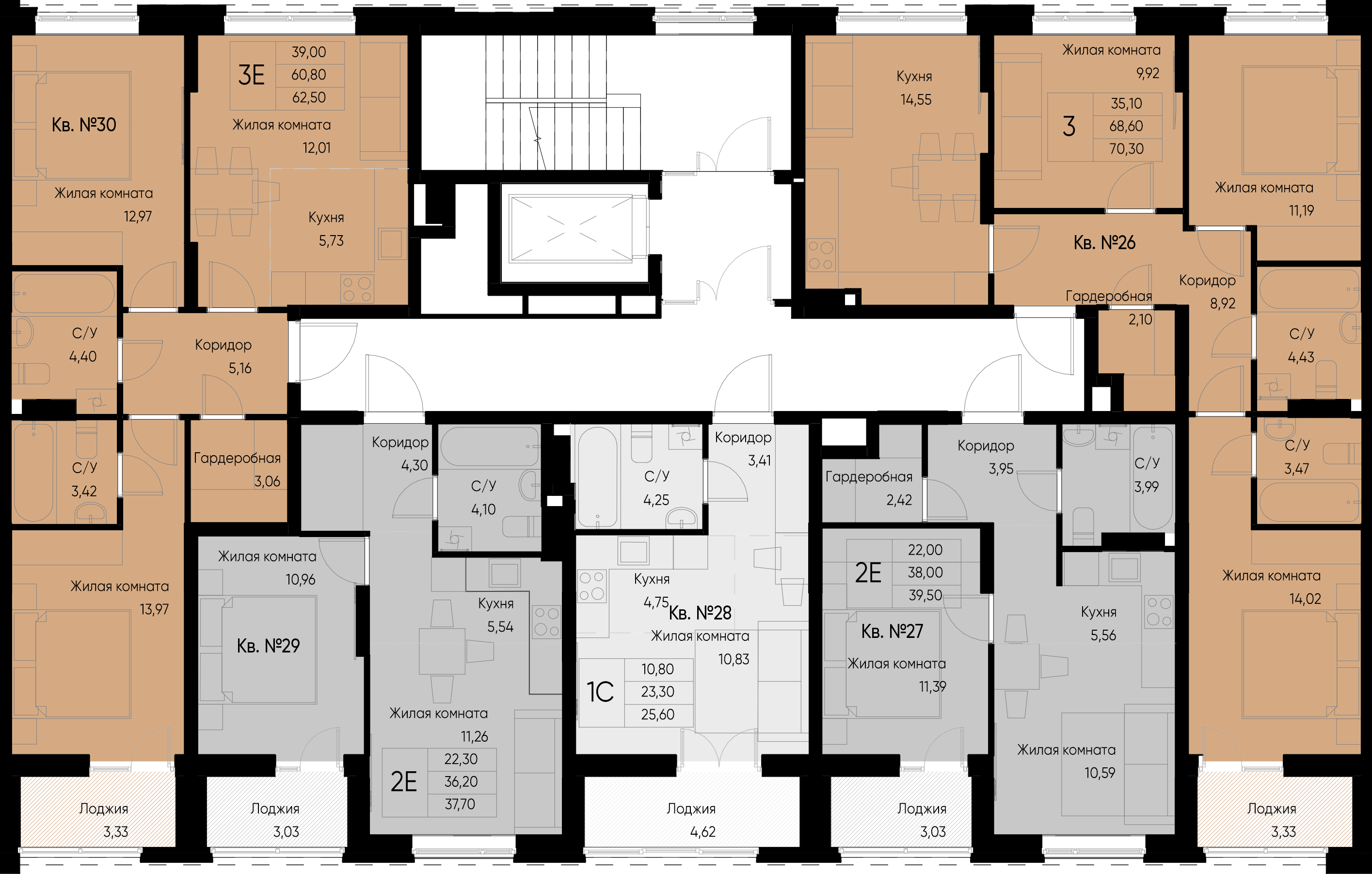 3-комнатная квартира №26 70,3 м2 от застройщика ГК ТОЧНО фото 2