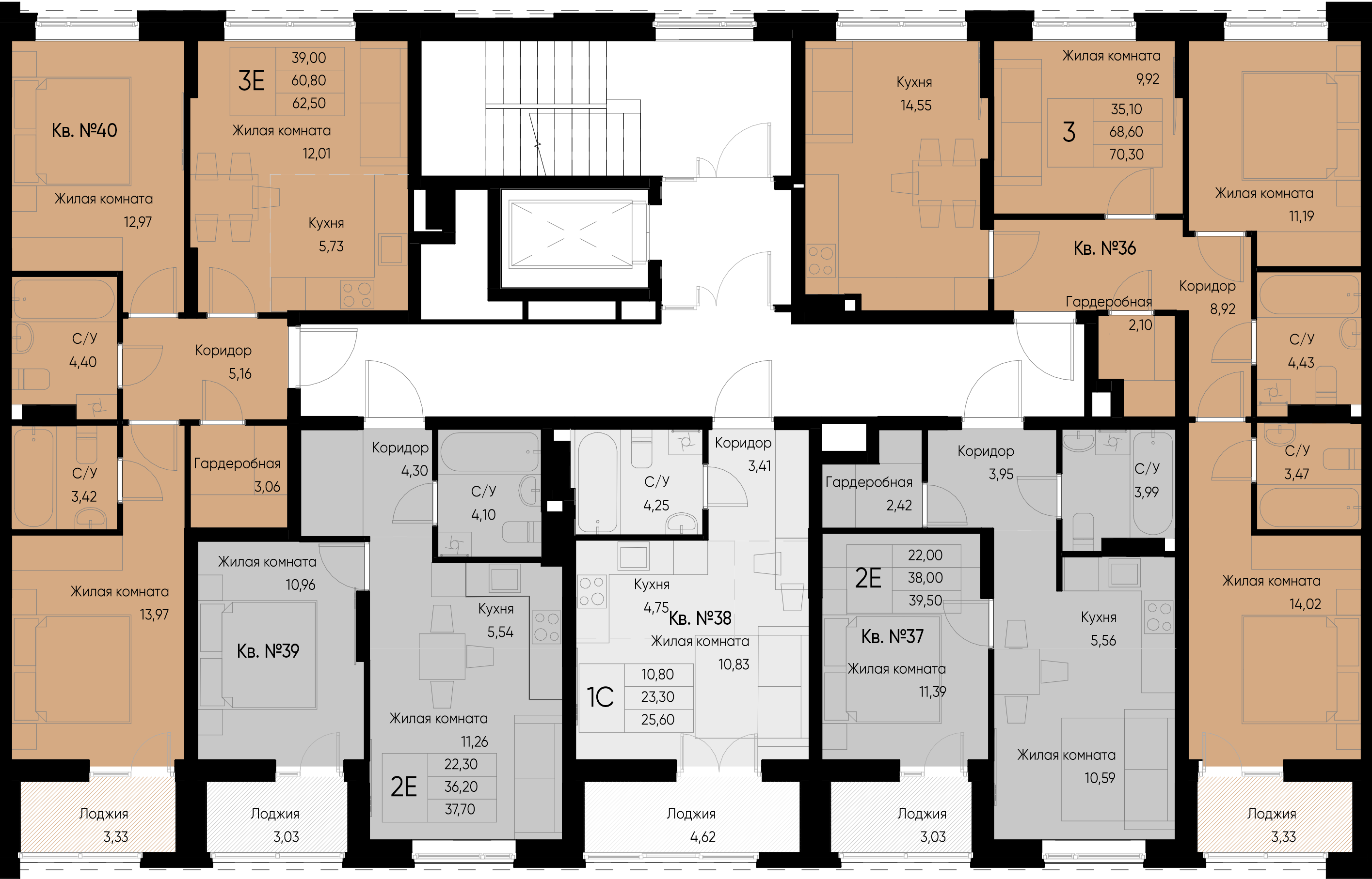 3-комнатная квартира №36 70,3 м2 от застройщика ГК ТОЧНО фото 2