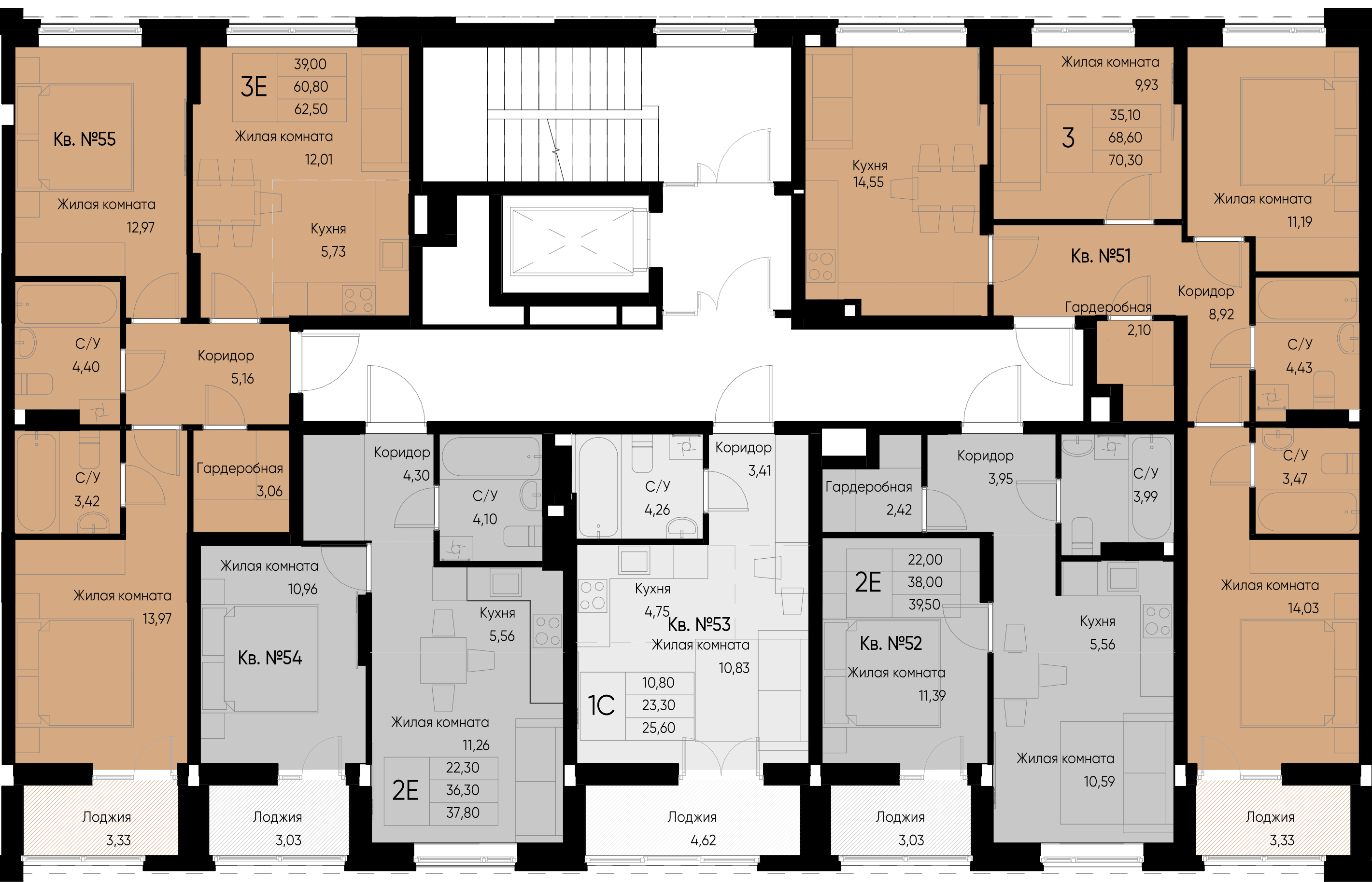 евро 3 к.кв. №55 62,5 м2 от застройщика ГК ТОЧНО фото 2