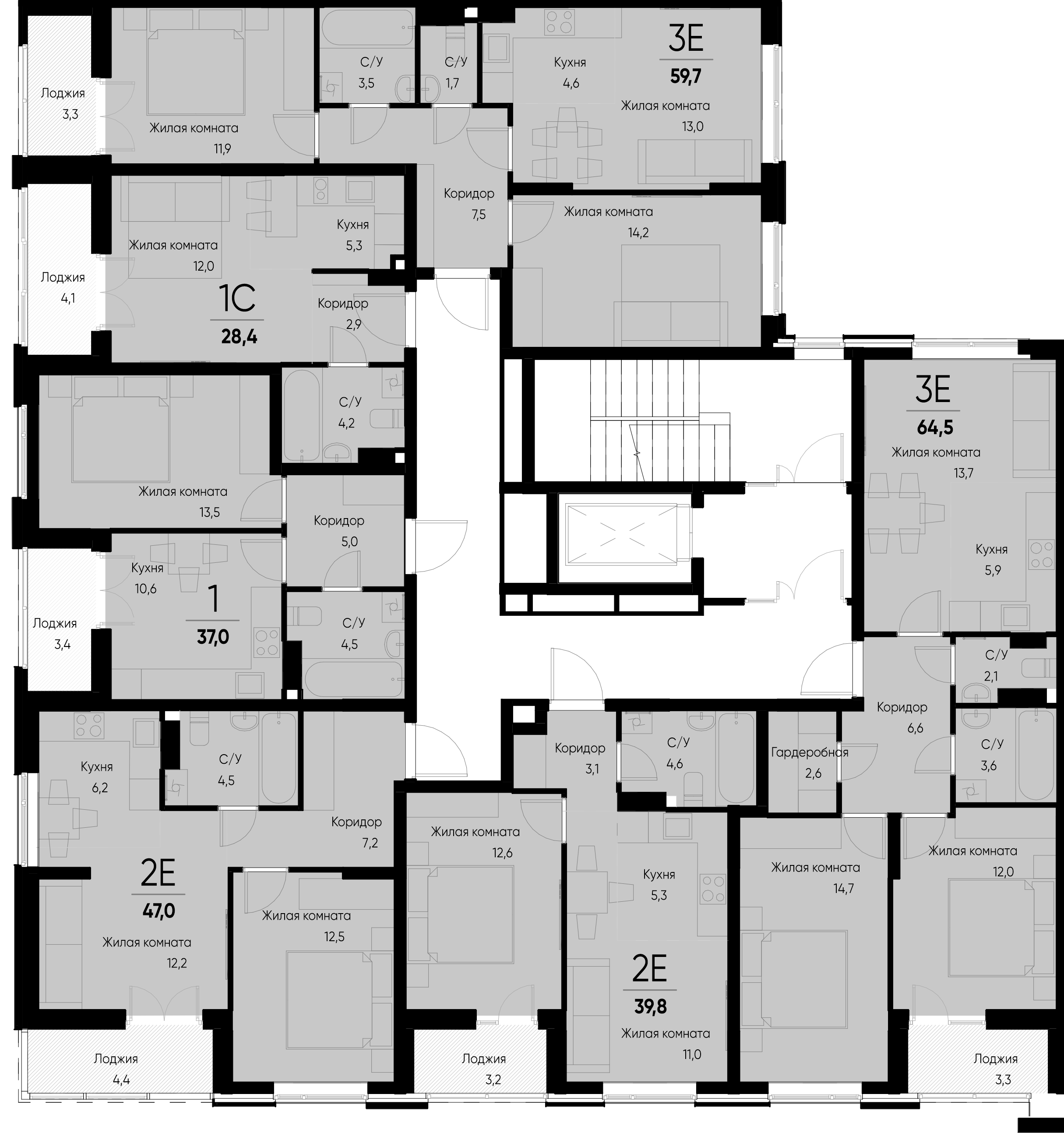 евро 3 к.кв. №97 58,1 м2 от застройщика ГК ТОЧНО фото 5