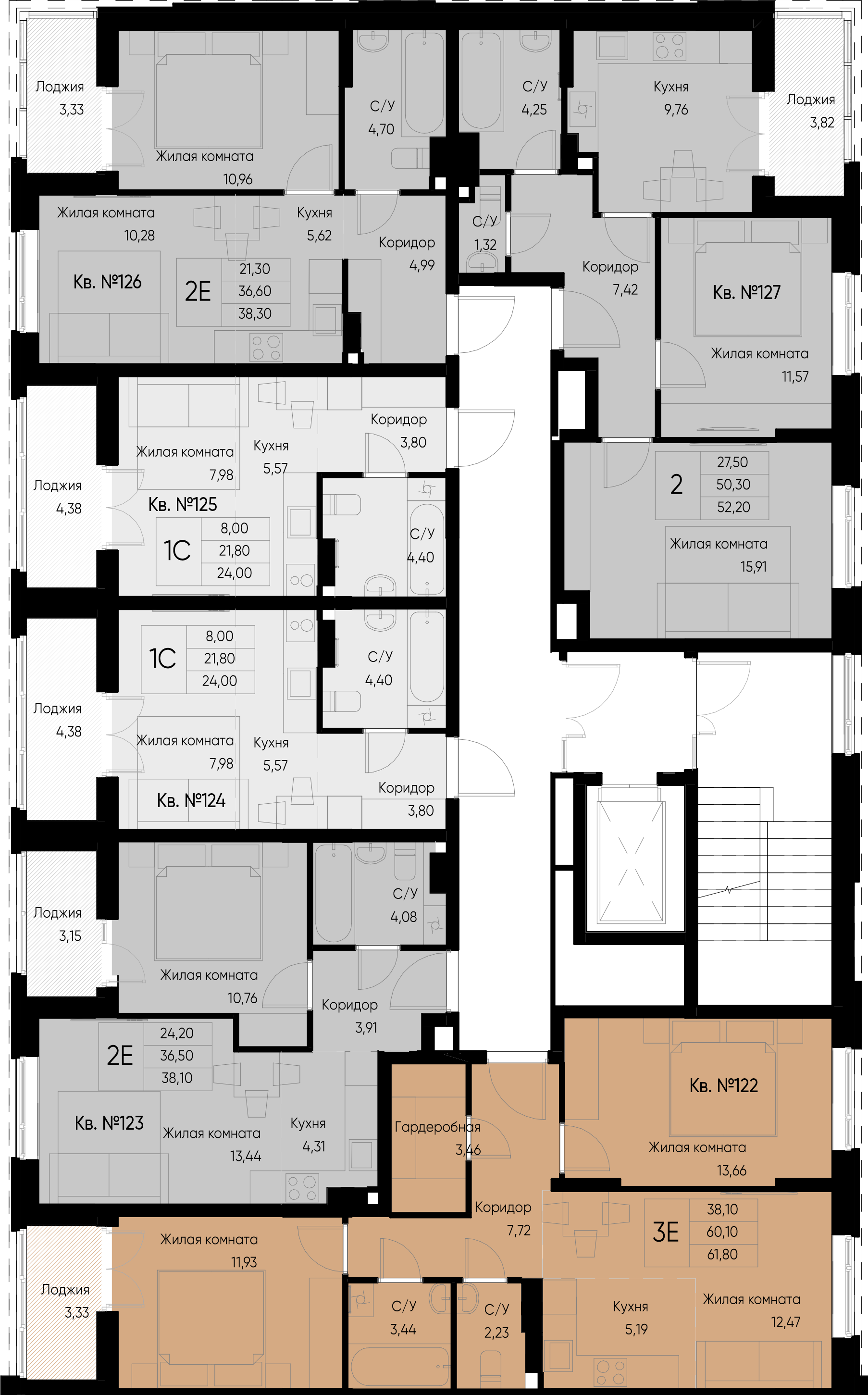 евро 2 к.кв. №123 38,1 м2 от застройщика ГК ТОЧНО фото 2