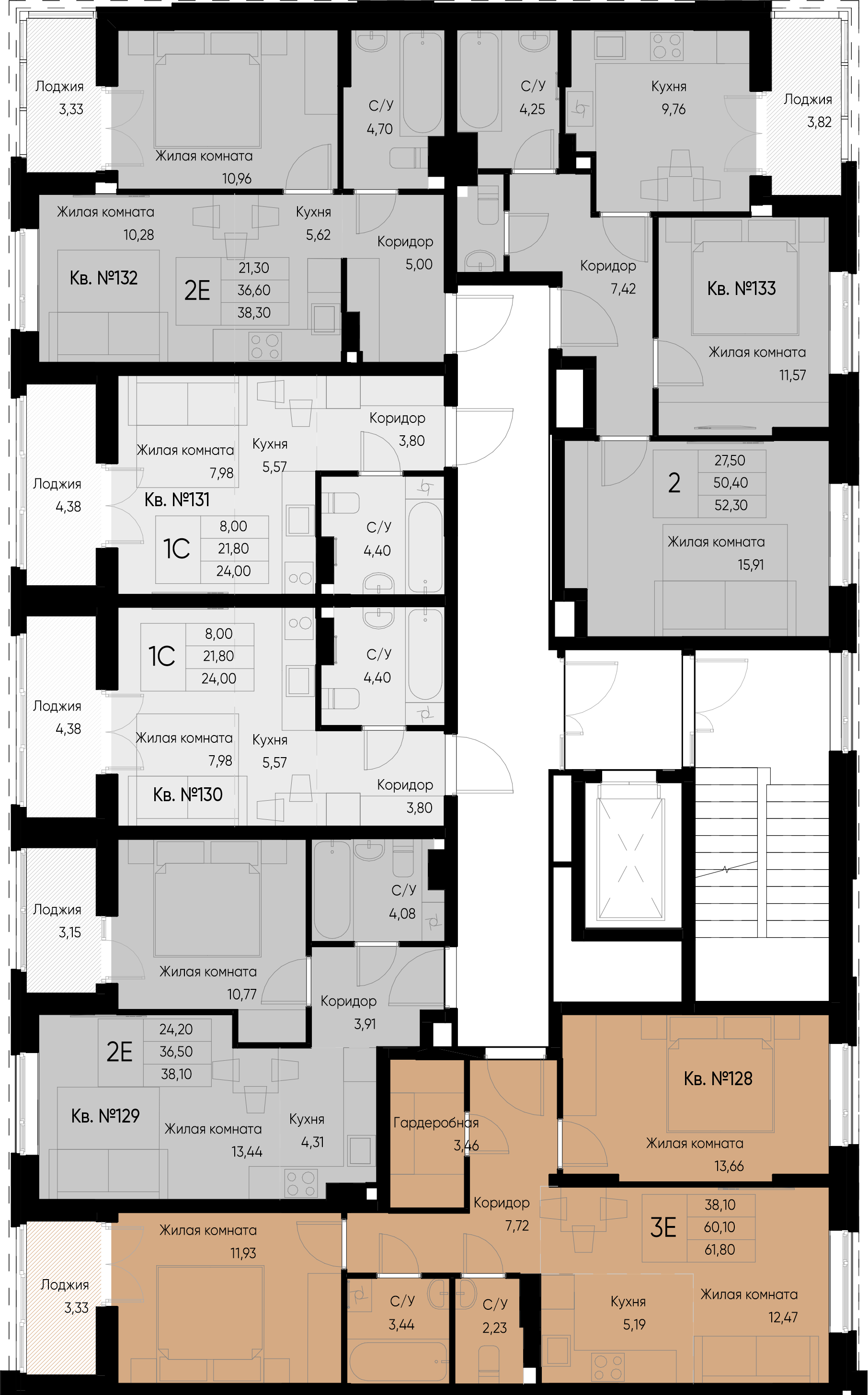 2-комнатная квартира №133 52,3 м2 от застройщика ГК ТОЧНО фото 2