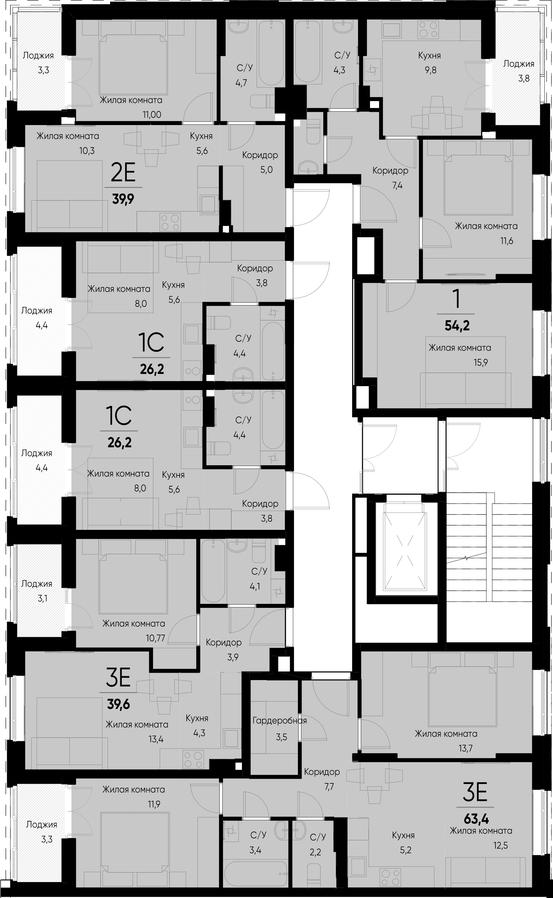евро 2 к.кв. №132 38,3 м2 от застройщика ГК ТОЧНО фото 5
