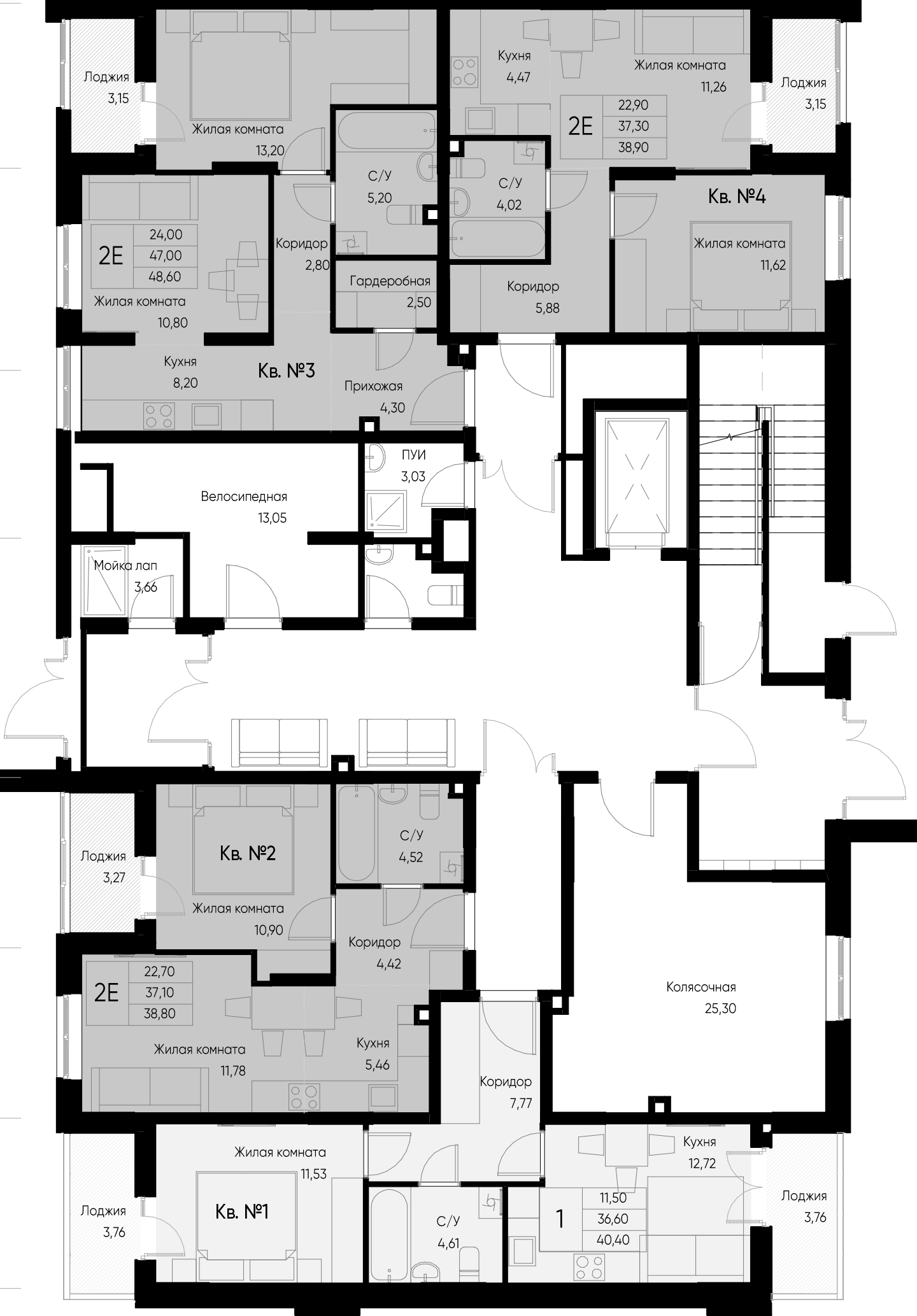 евро 2 к.кв. №4 38,9 м2 от застройщика ГК ТОЧНО фото 2