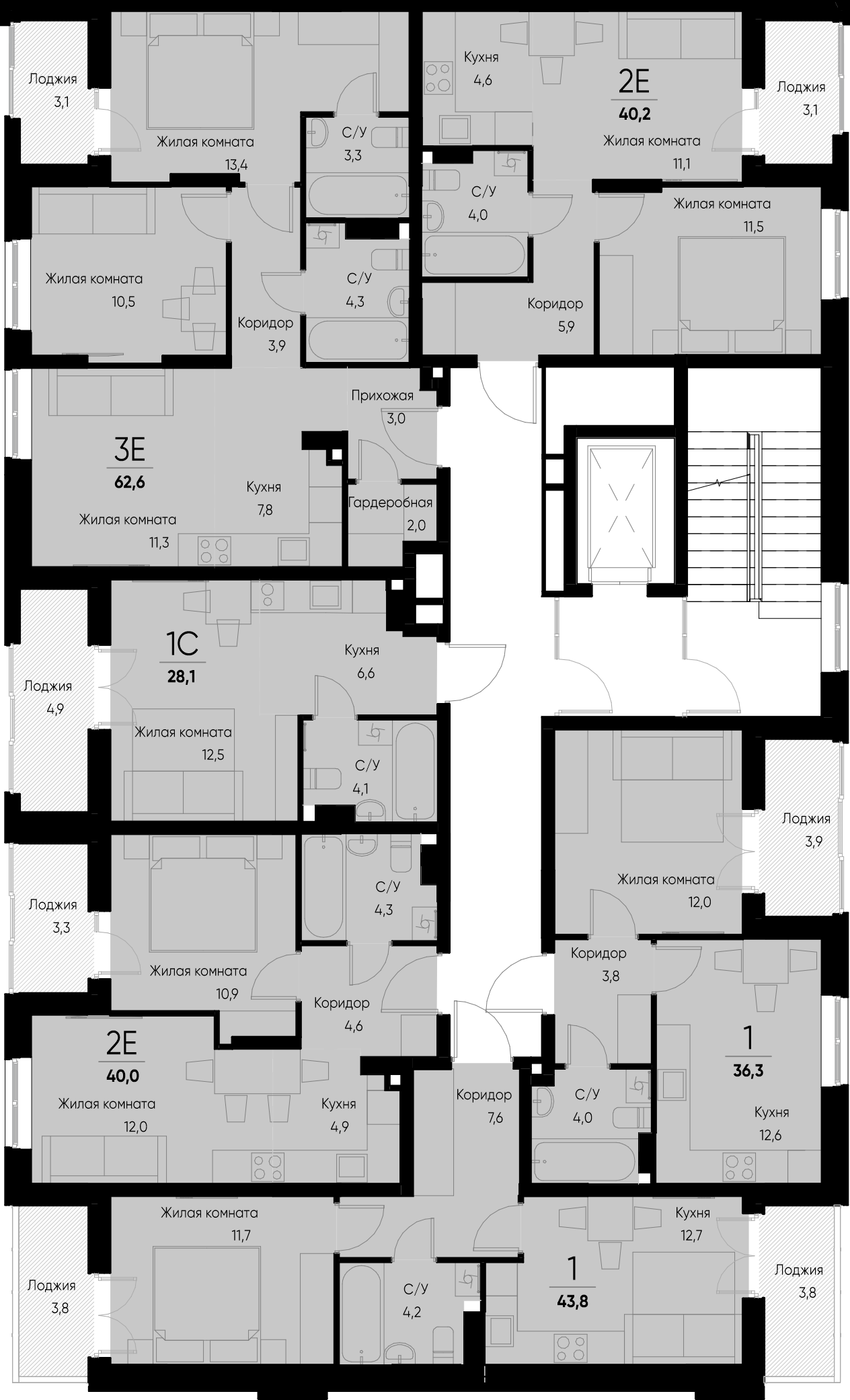 евро 2 к.кв. №31 38,4 м2 от застройщика ГК ТОЧНО фото 3