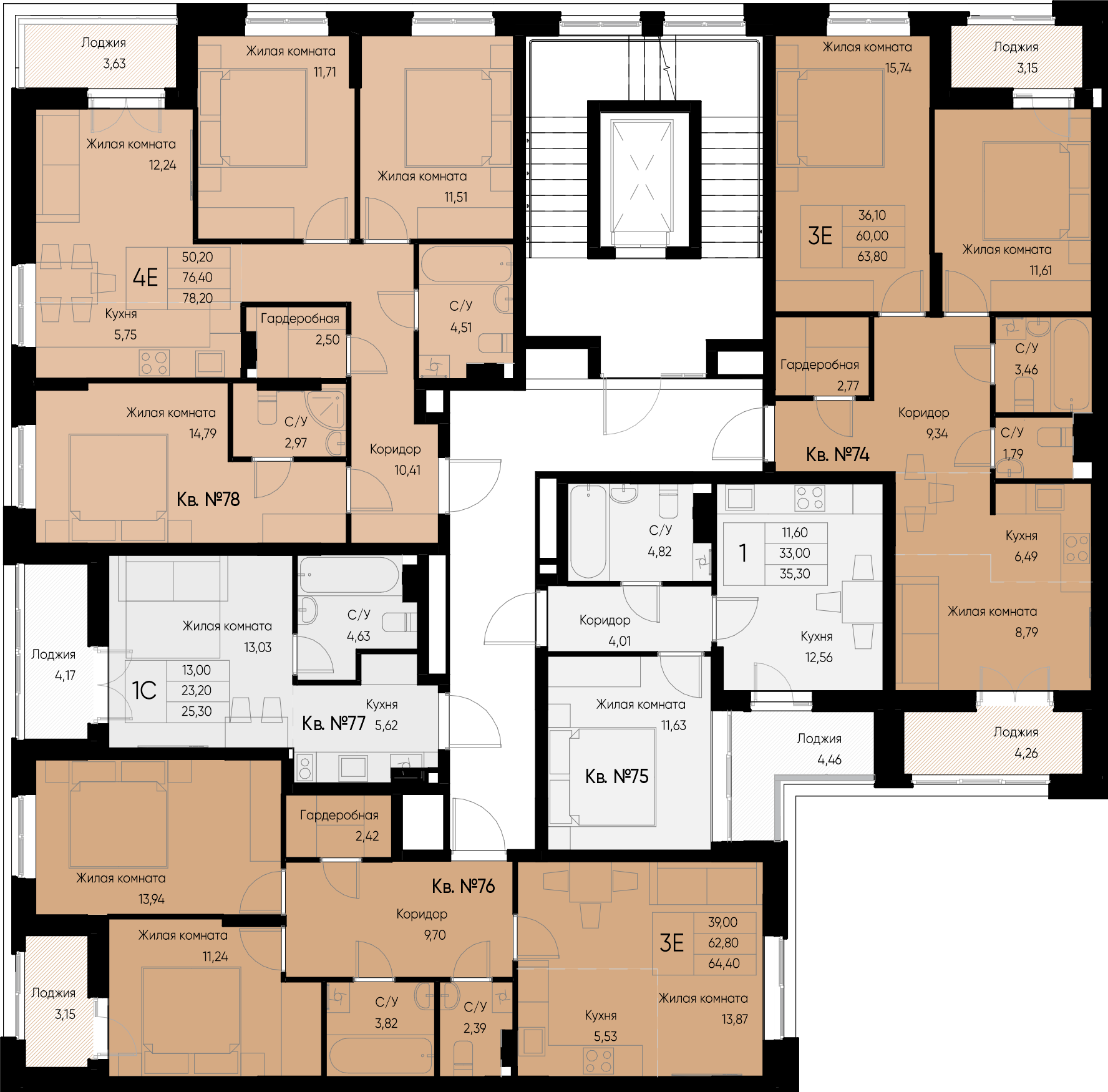 евро 3 к.кв. №74 63,8 м2 от застройщика ГК ТОЧНО фото 2