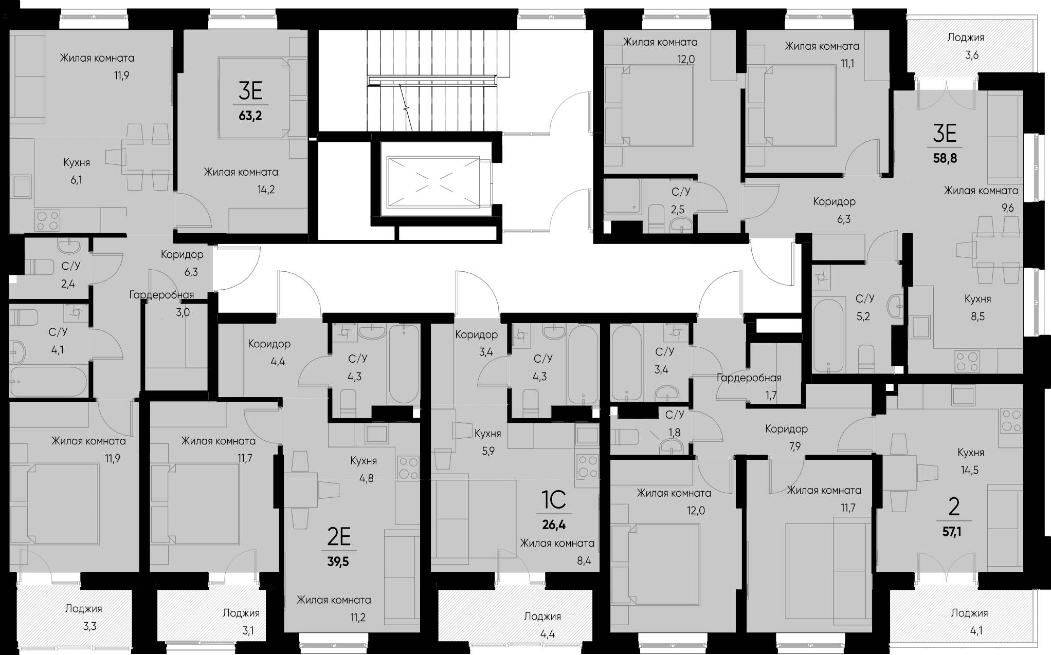 2-комнатная квартира №83 55,2 м2 от застройщика ГК ТОЧНО фото 3