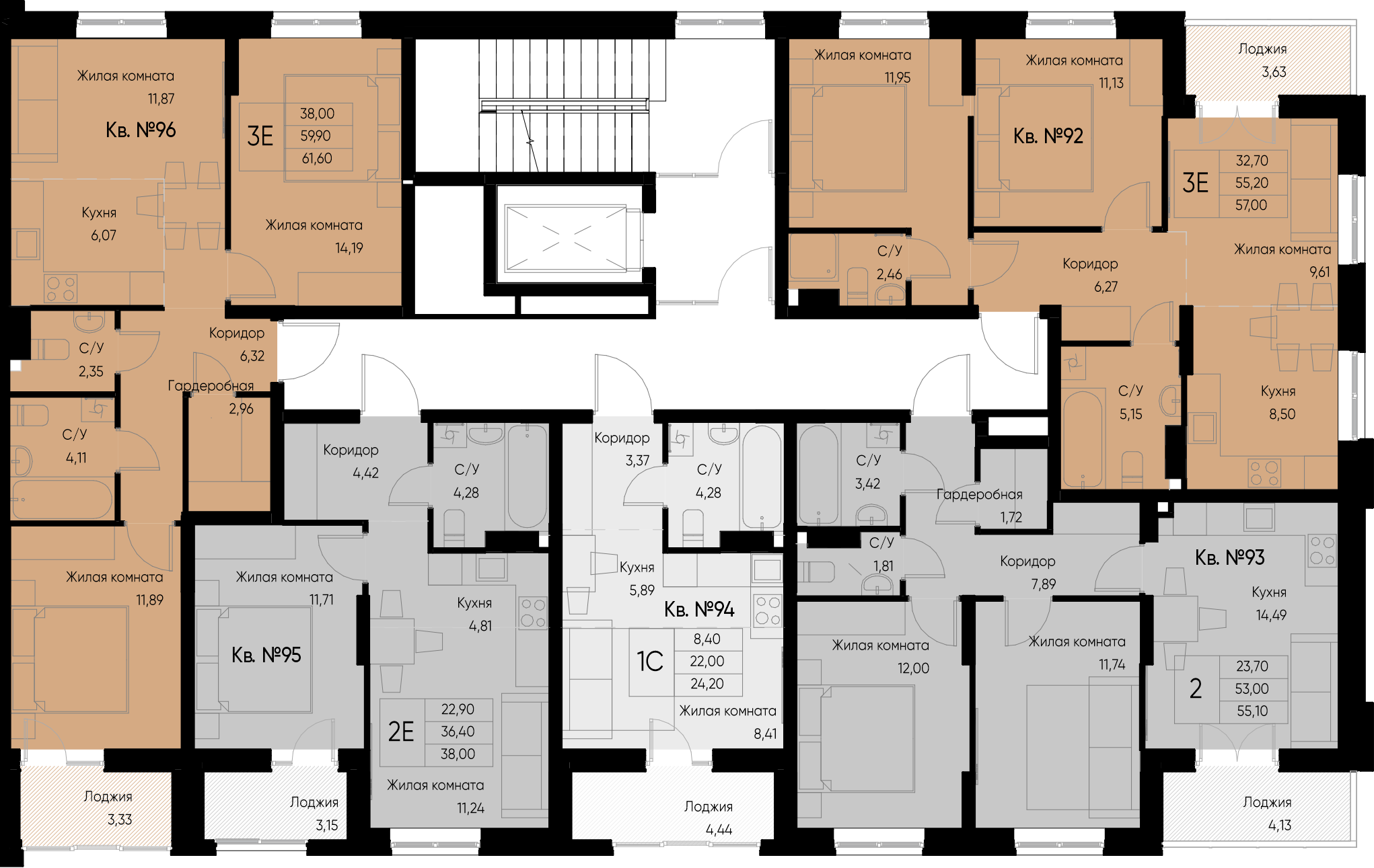 евро 2 к.кв. №95 38 м2 от застройщика ГК ТОЧНО фото 2