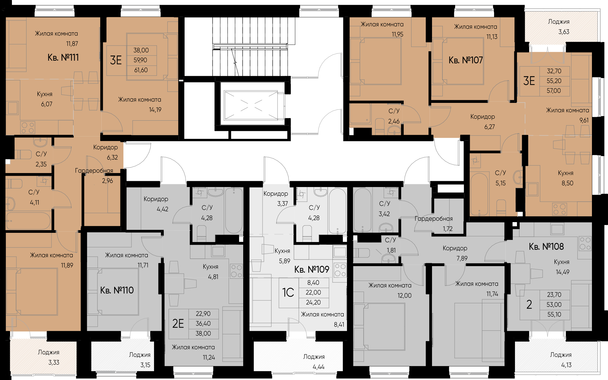 2-комнатная квартира №108 55,2 м2 от застройщика ГК ТОЧНО фото 2