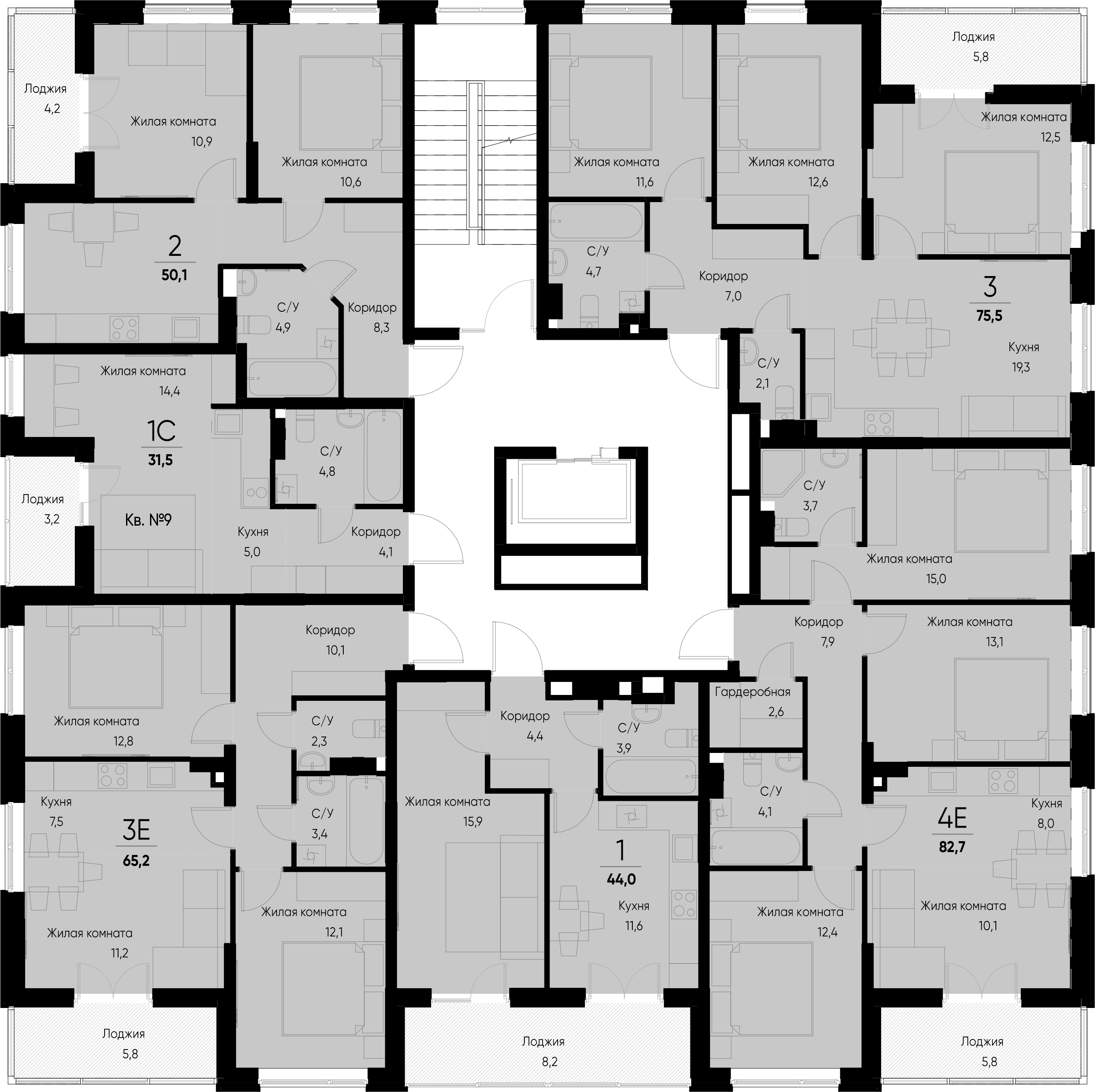 евро 3 к.кв. №26 62,3 м2 от застройщика ГК ТОЧНО фото 3