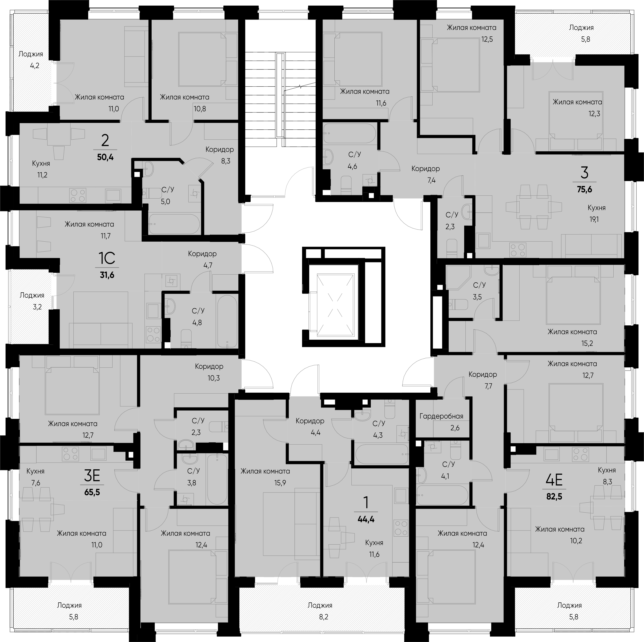 евро 4 к.кв. №12 79,6 м2 от застройщика ГК ТОЧНО фото 3