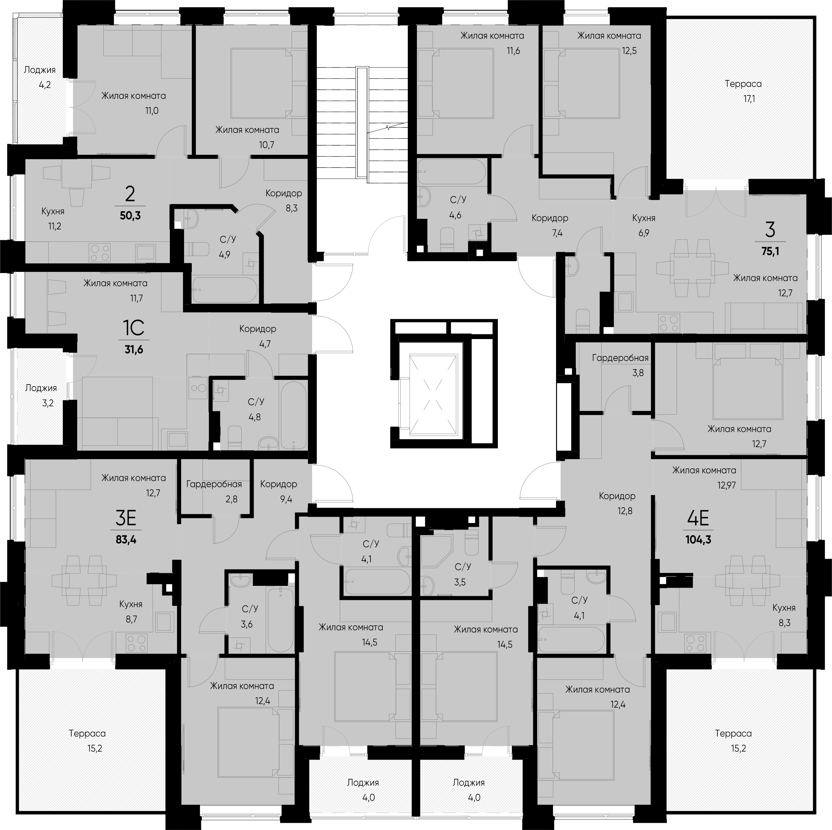 4-комнатная квартира №30 91,7 м2 от застройщика ГК ТОЧНО фото 3