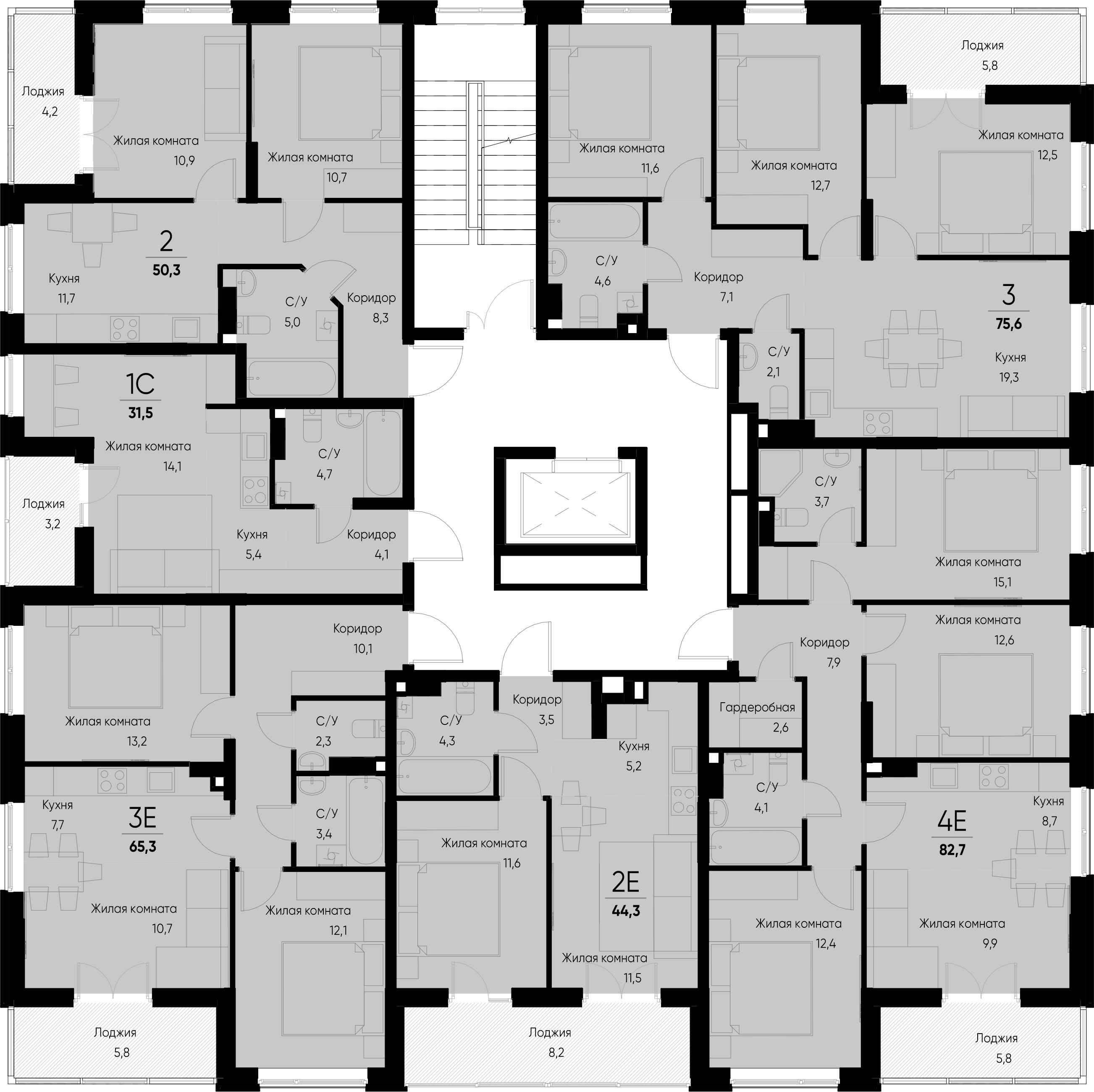 евро 4 к.кв. №24 79,9 м2 от застройщика ГК ТОЧНО фото 3