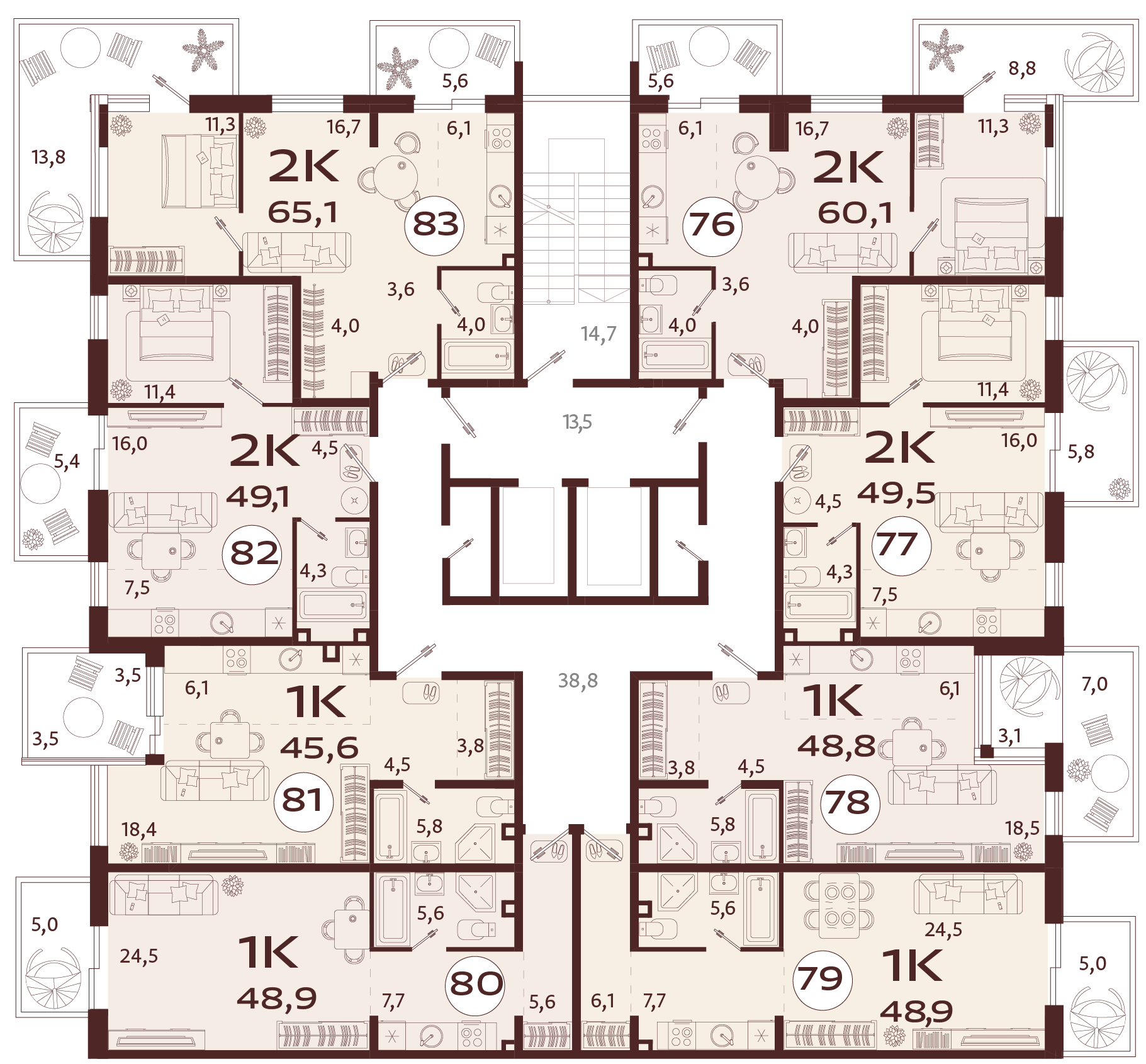 2-комнатная квартира №83 65,1 м2 от застройщика ГК ТОЧНО фото 5