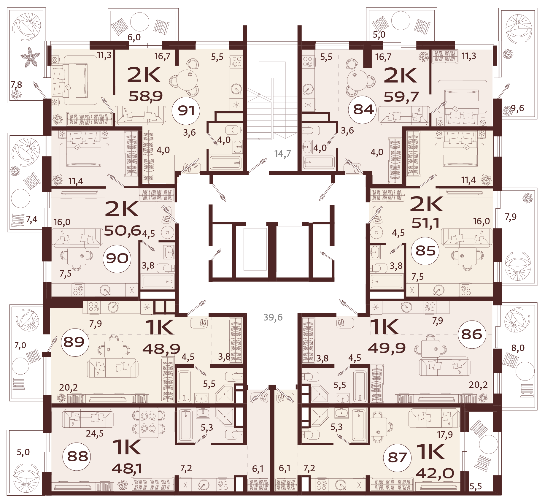 2-комнатная квартира №84 59,7 м2 от застройщика ГК ТОЧНО фото 5