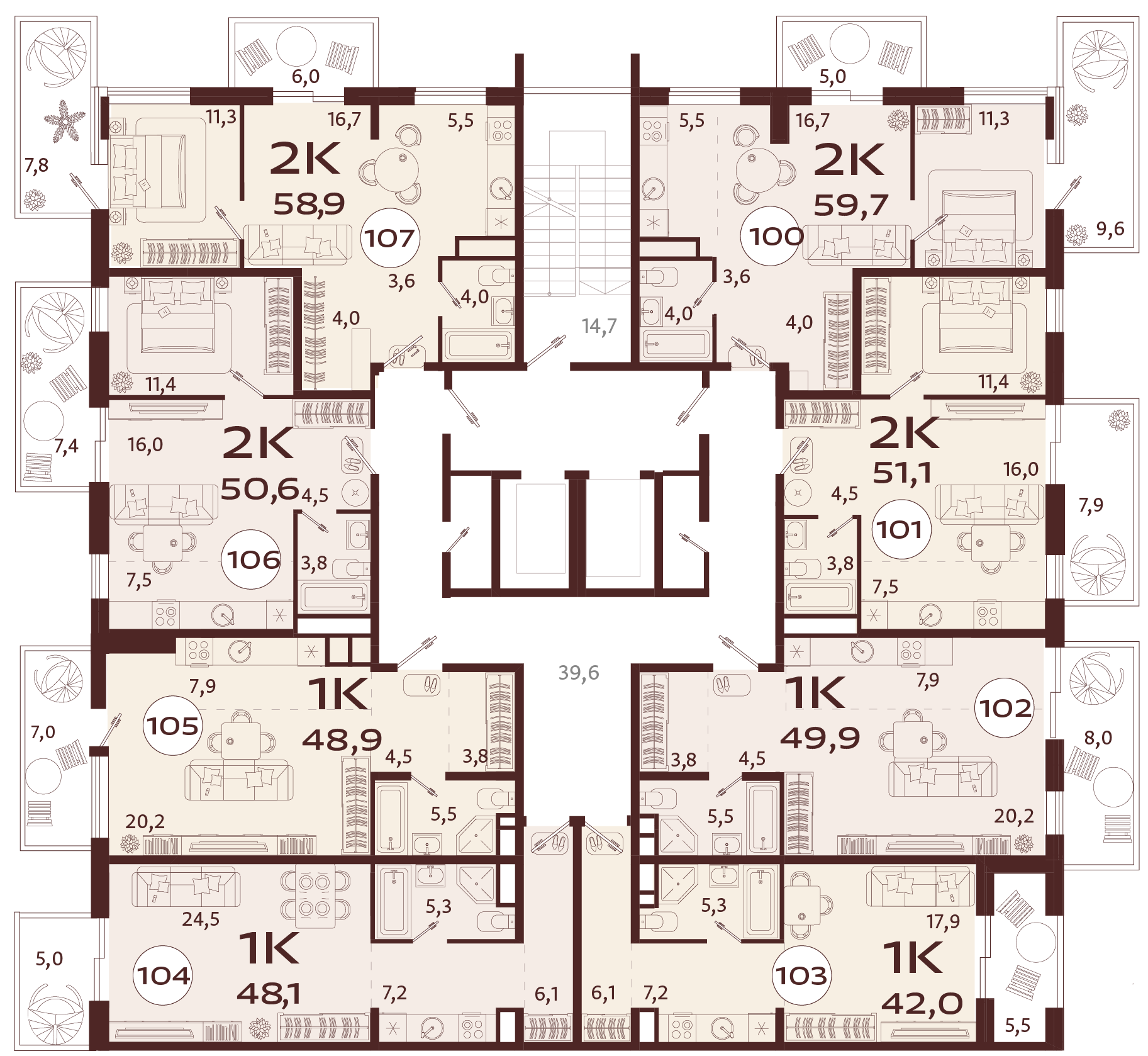 1-комнатная квартира №102 49,9 м2 от застройщика ГК ТОЧНО фото 5