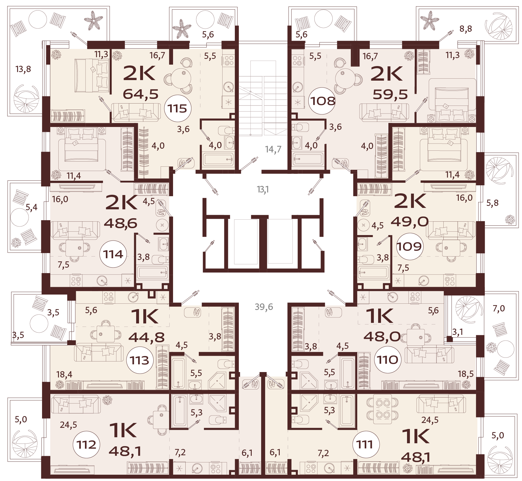 2-комнатная квартира №108 59,5 м2 от застройщика ГК ТОЧНО фото 5