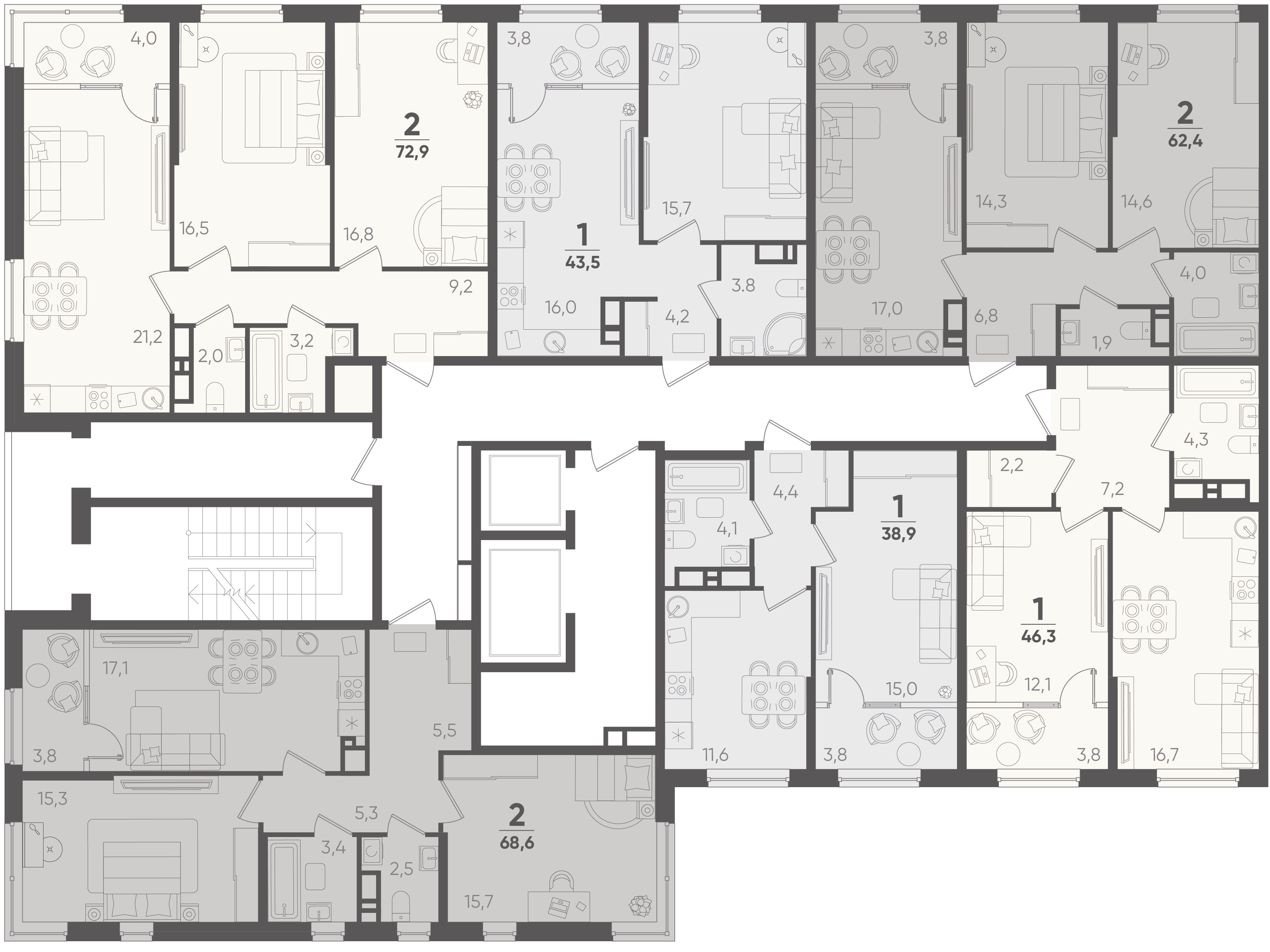 1-комнатная квартира №46 44,4 м2 от застройщика ГК ТОЧНО фото 4
