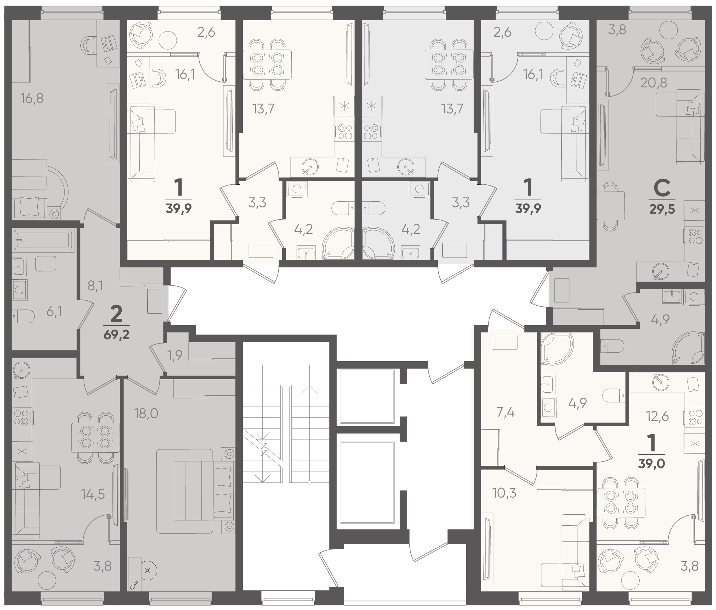 1-комнатная квартира №105 38,6 м2 от застройщика ГК ТОЧНО фото 4