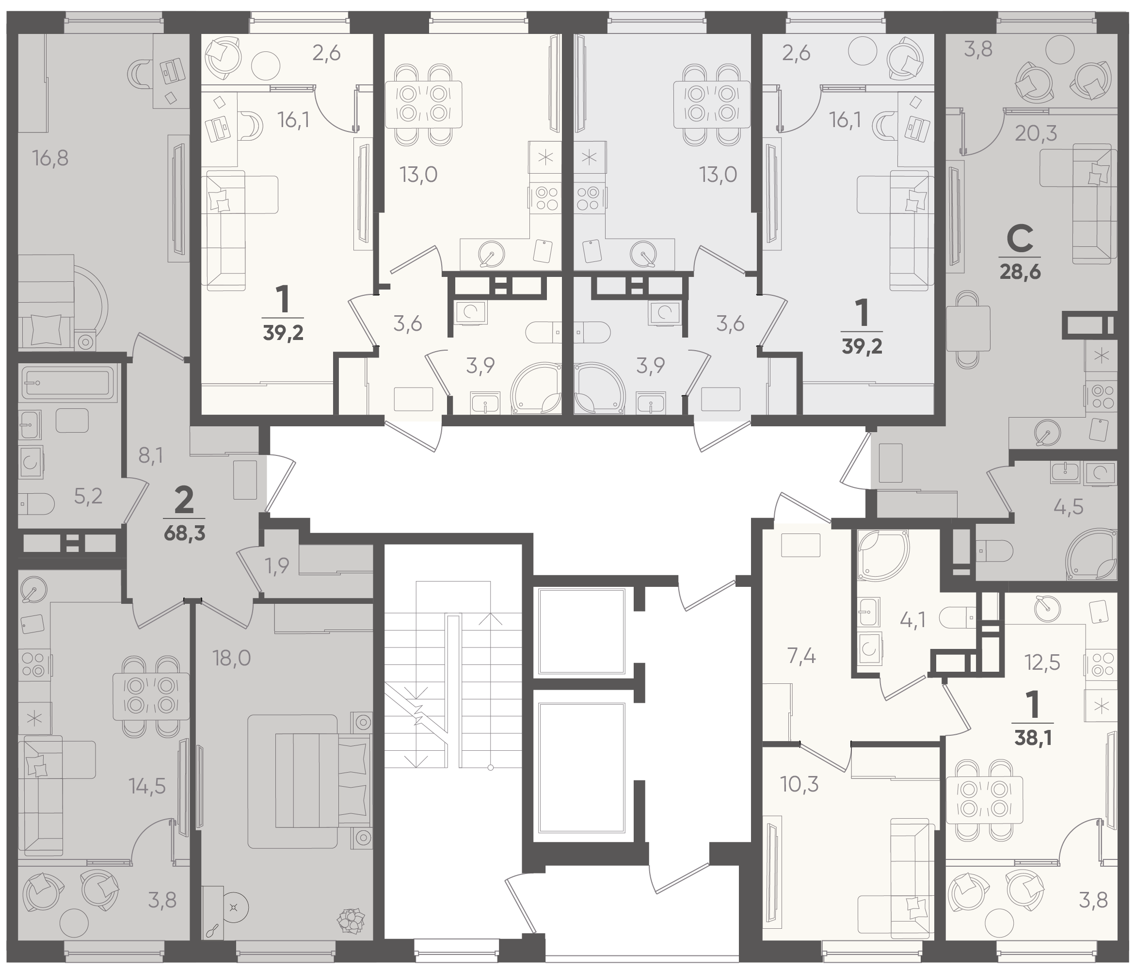 1-комнатная квартира №110 37,9 м2 от застройщика ГК ТОЧНО фото 4