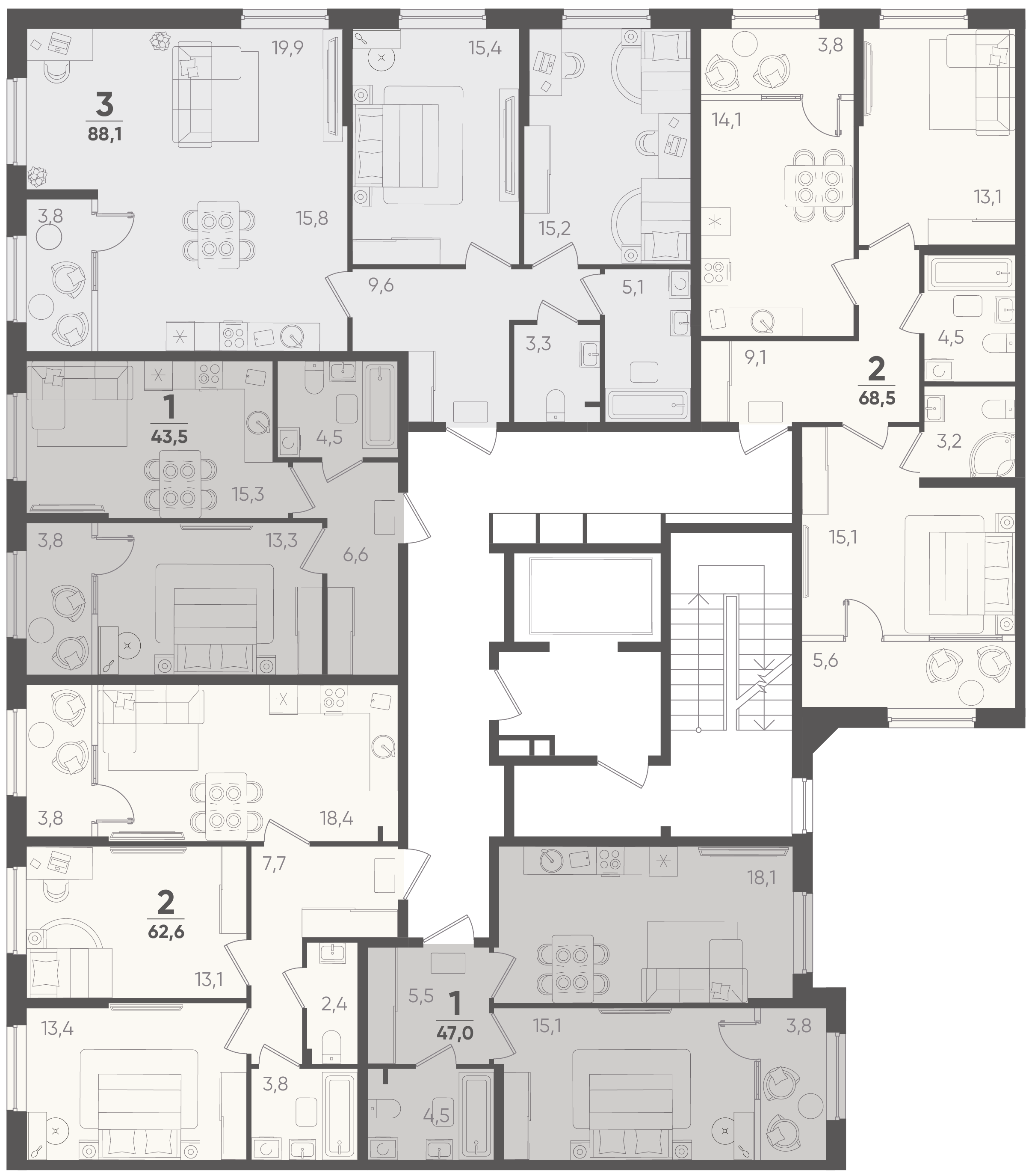 2-комнатная квартира №240 63,8 м2 от застройщика ГК ТОЧНО фото 4