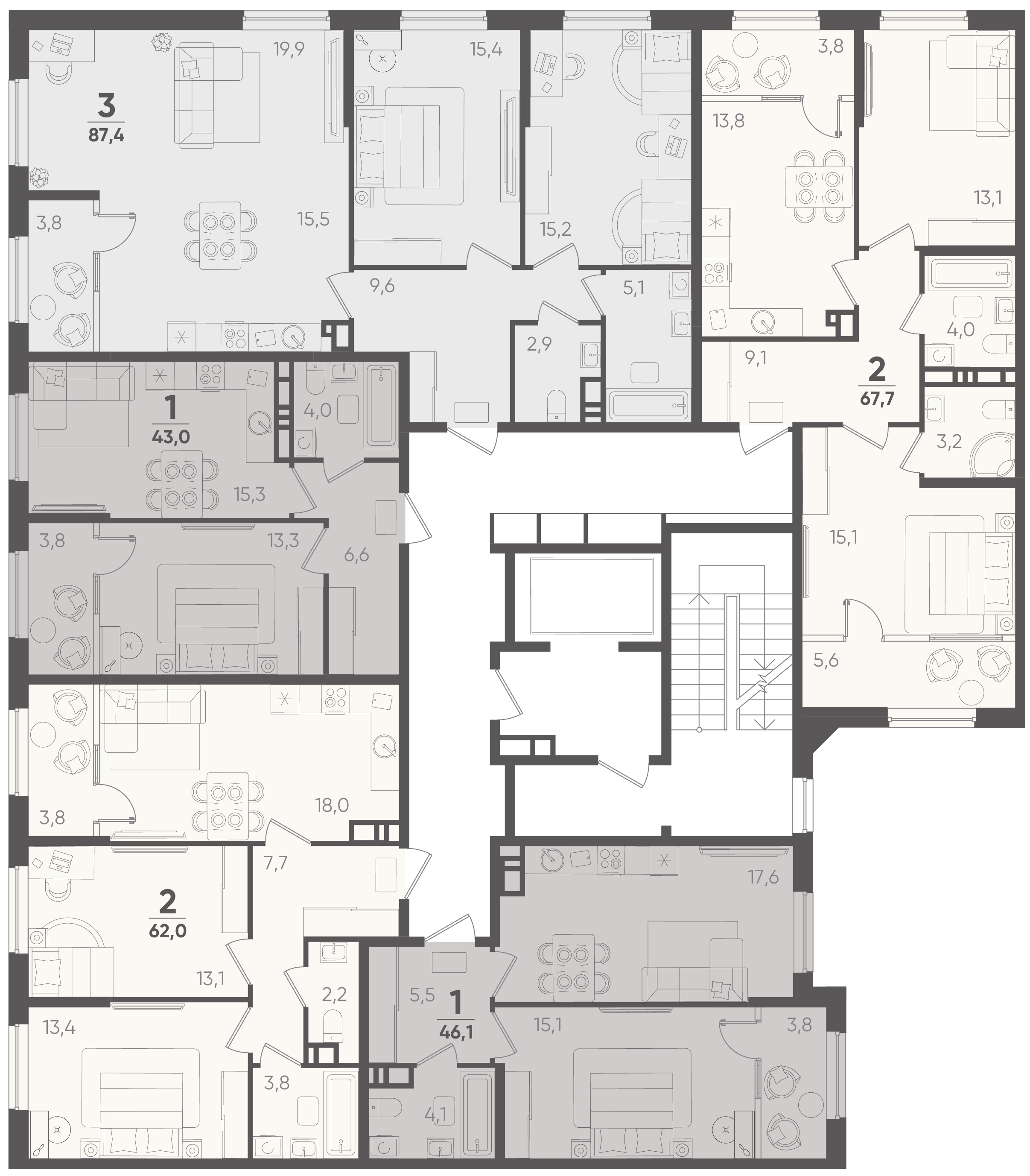 1-комнатная квартира №246 44,2 м2 от застройщика ГК ТОЧНО фото 4