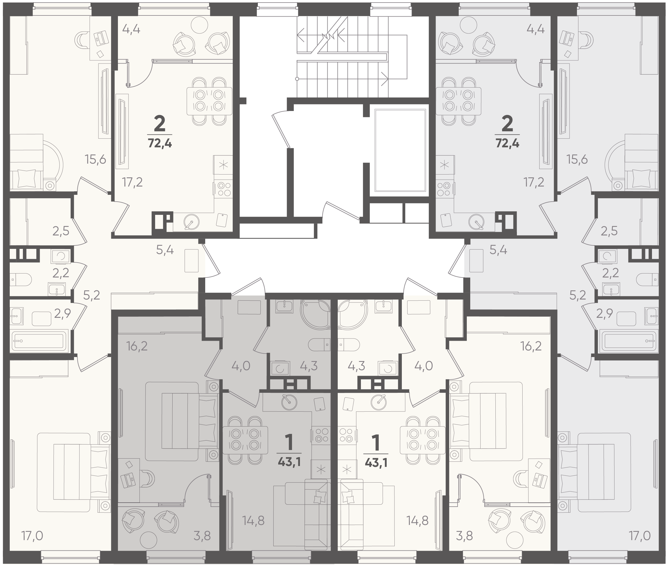 1-комнатная квартира №285 41,2 м2 от застройщика ГК ТОЧНО фото 4
