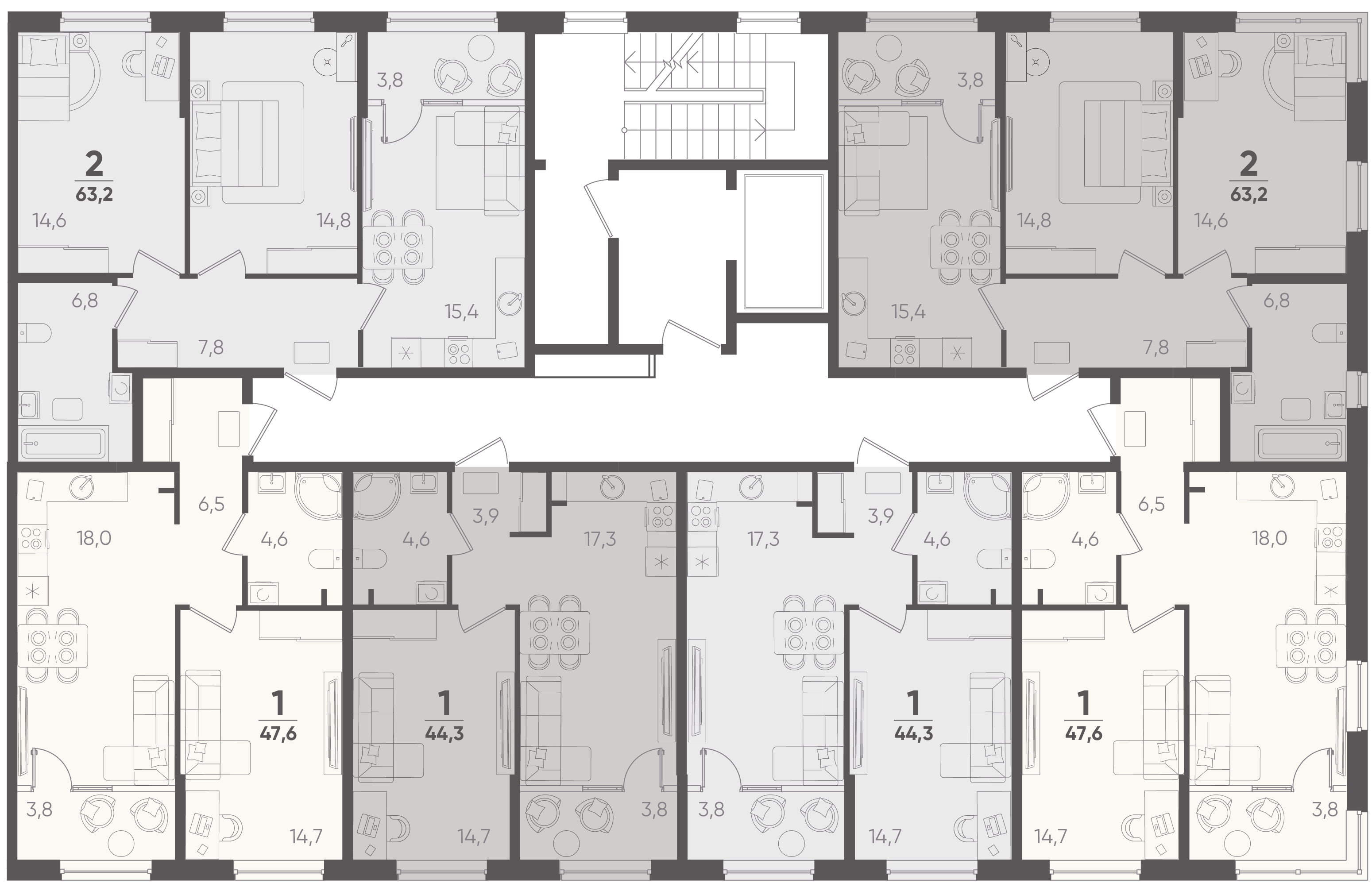 1-комнатная квартира №312 45,7 м2 от застройщика ГК ТОЧНО фото 4