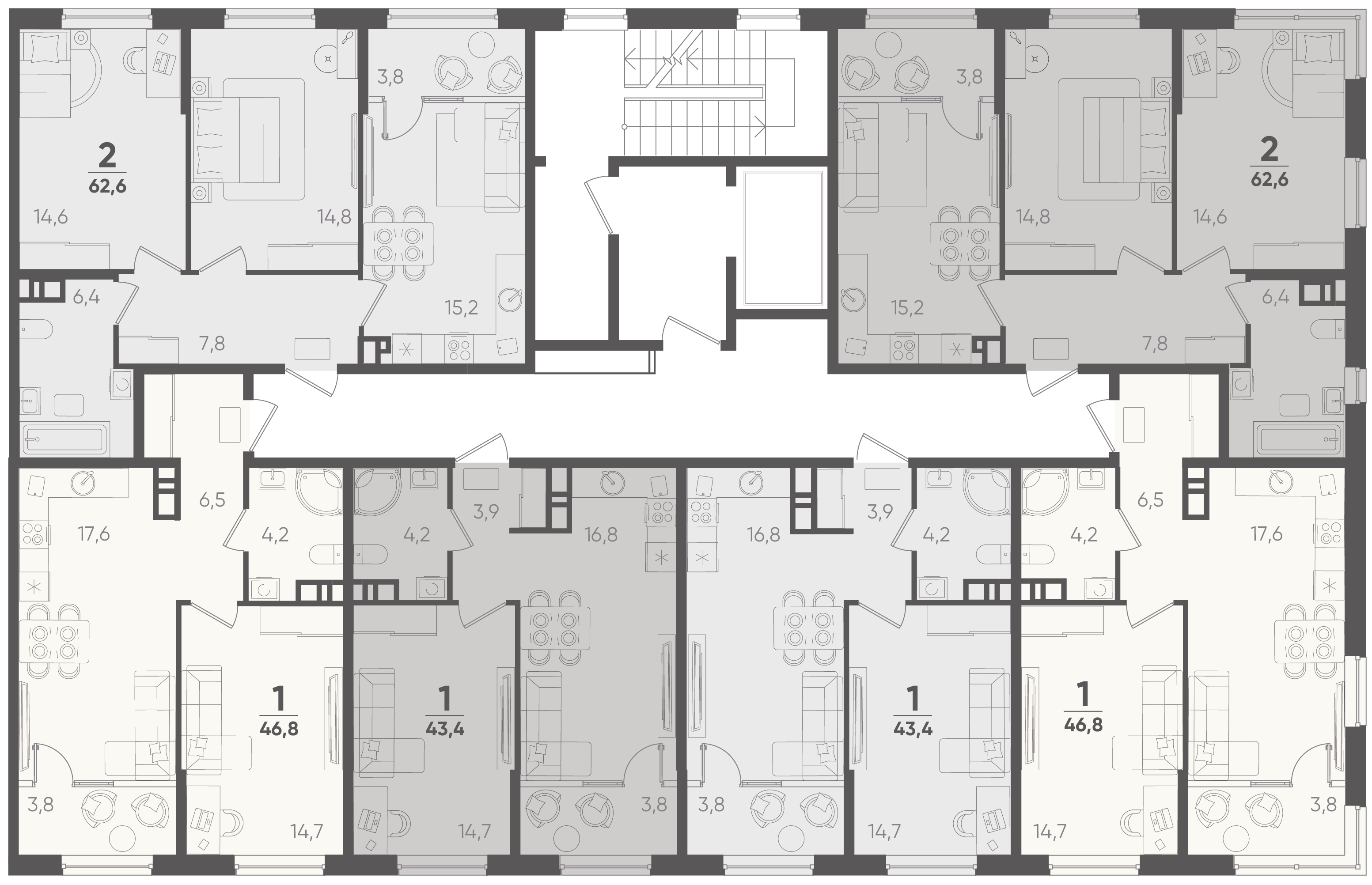 1-комнатная квартира №321 44,9 м2 от застройщика ГК ТОЧНО фото 4