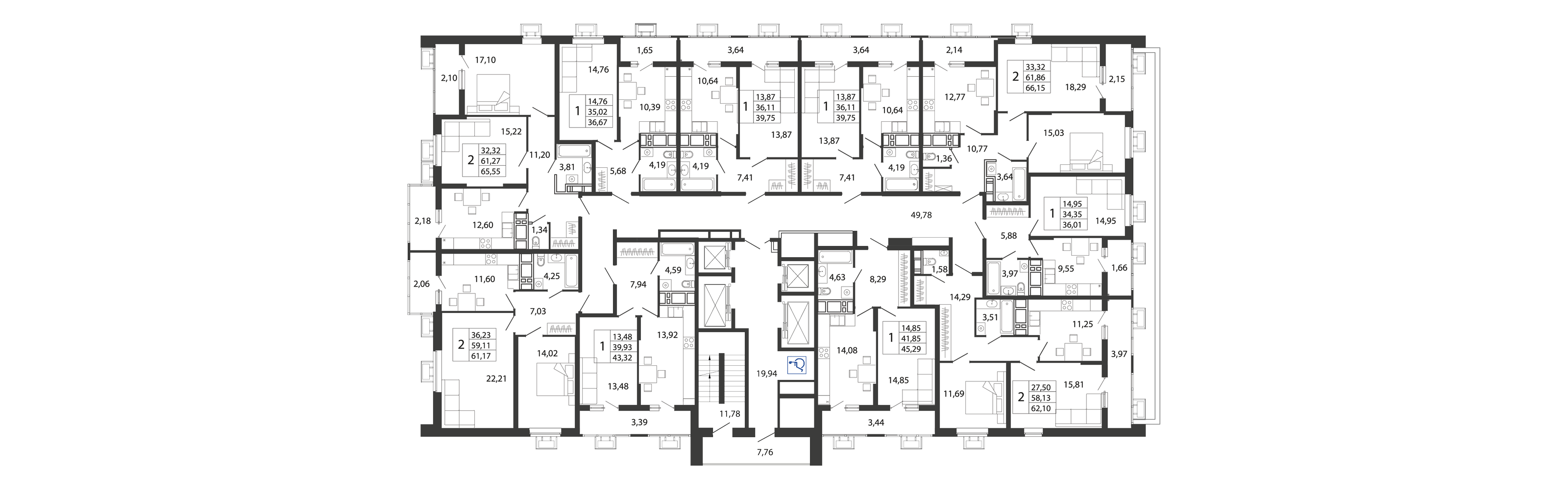 1-комнатная квартира №61 42,6 м2 от застройщика ГК ТОЧНО фото 5