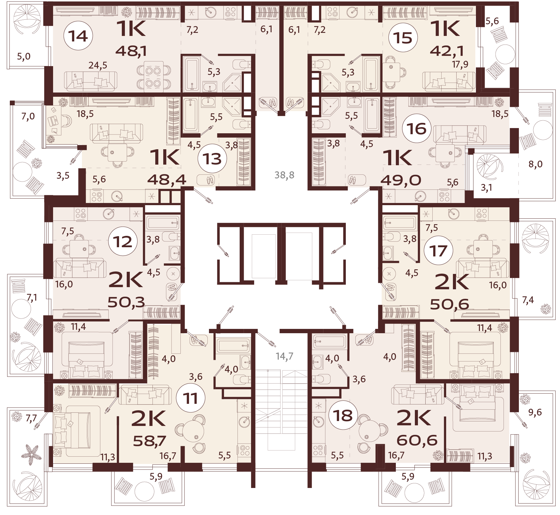 2-комнатная квартира №11 58,7 м2 от застройщика ГК ТОЧНО фото 5