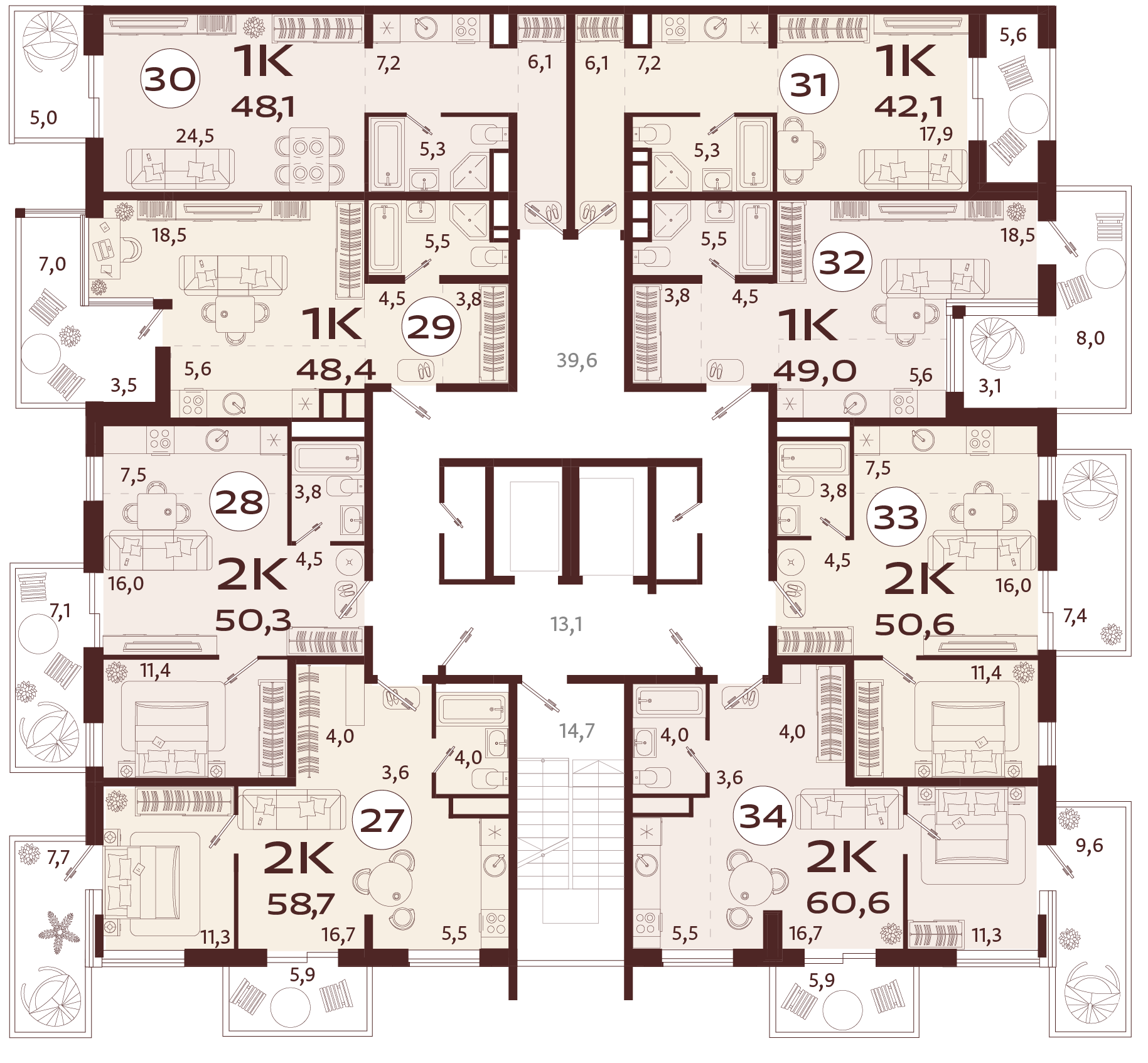 1-комнатная квартира №32 49 м2 от застройщика ГК ТОЧНО фото 5