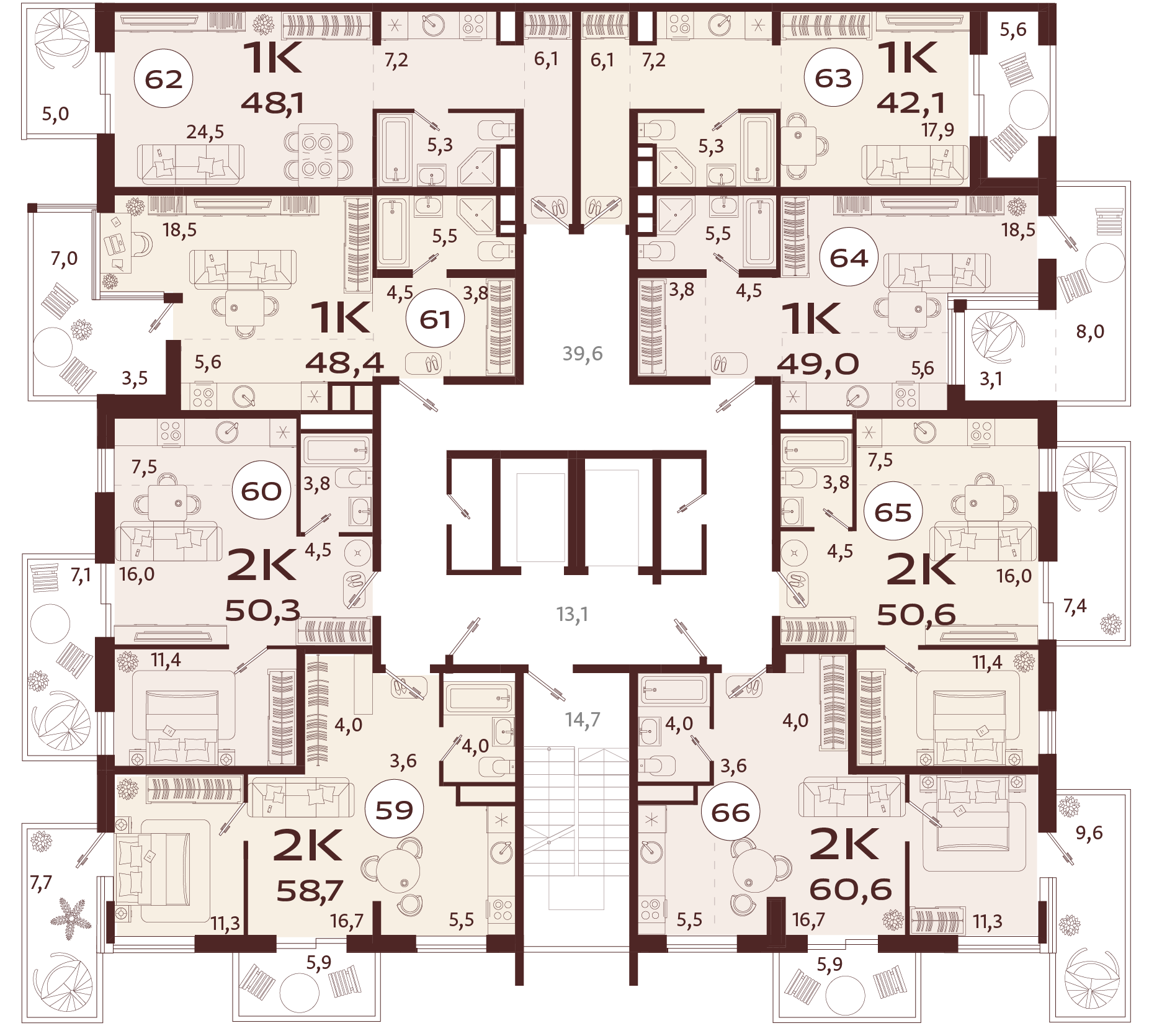 1-комнатная квартира №63 42,1 м2 от застройщика ГК ТОЧНО фото 5