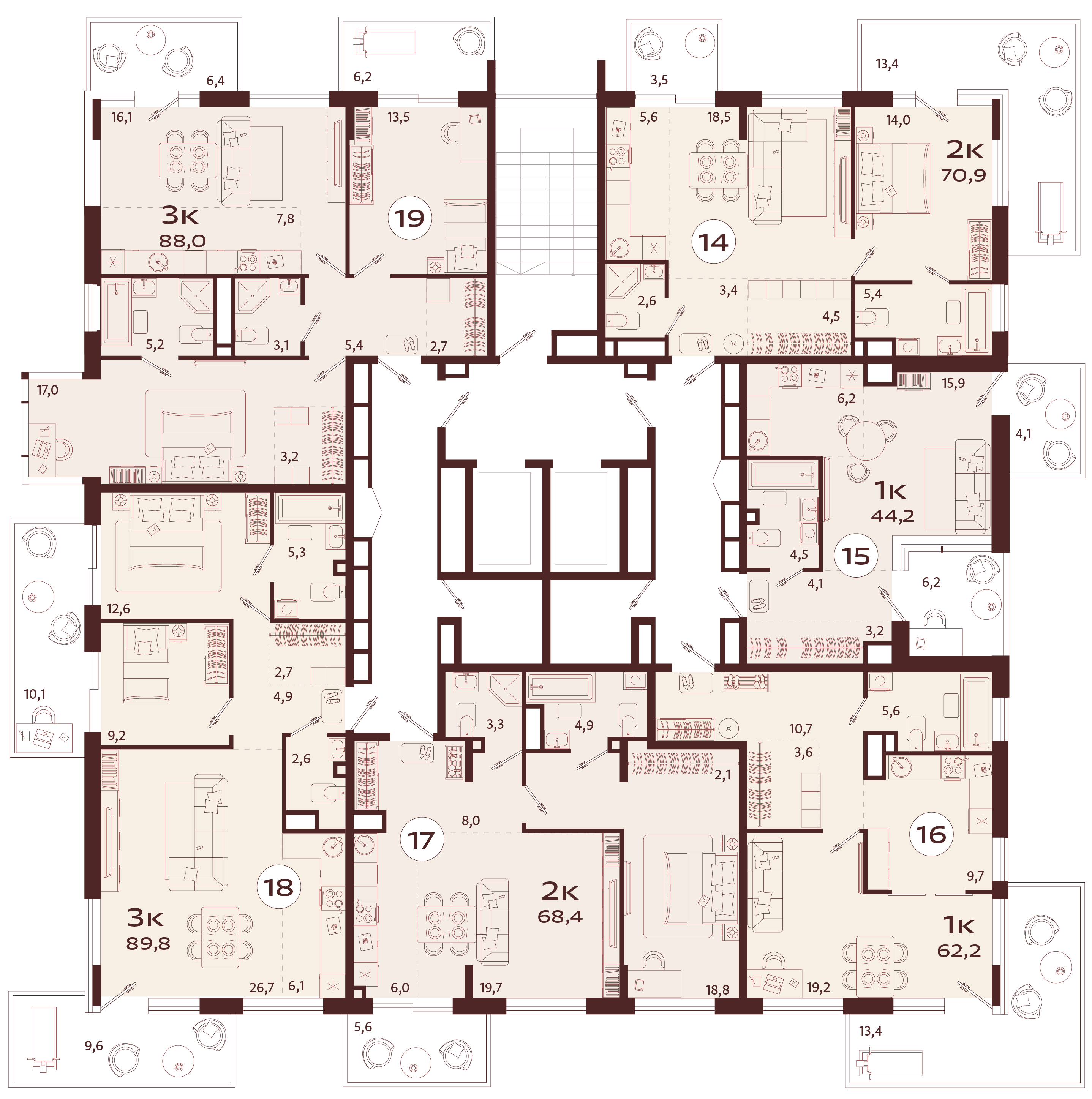 3-комнатная квартира №19 88 м2 от застройщика ГК ТОЧНО фото 5