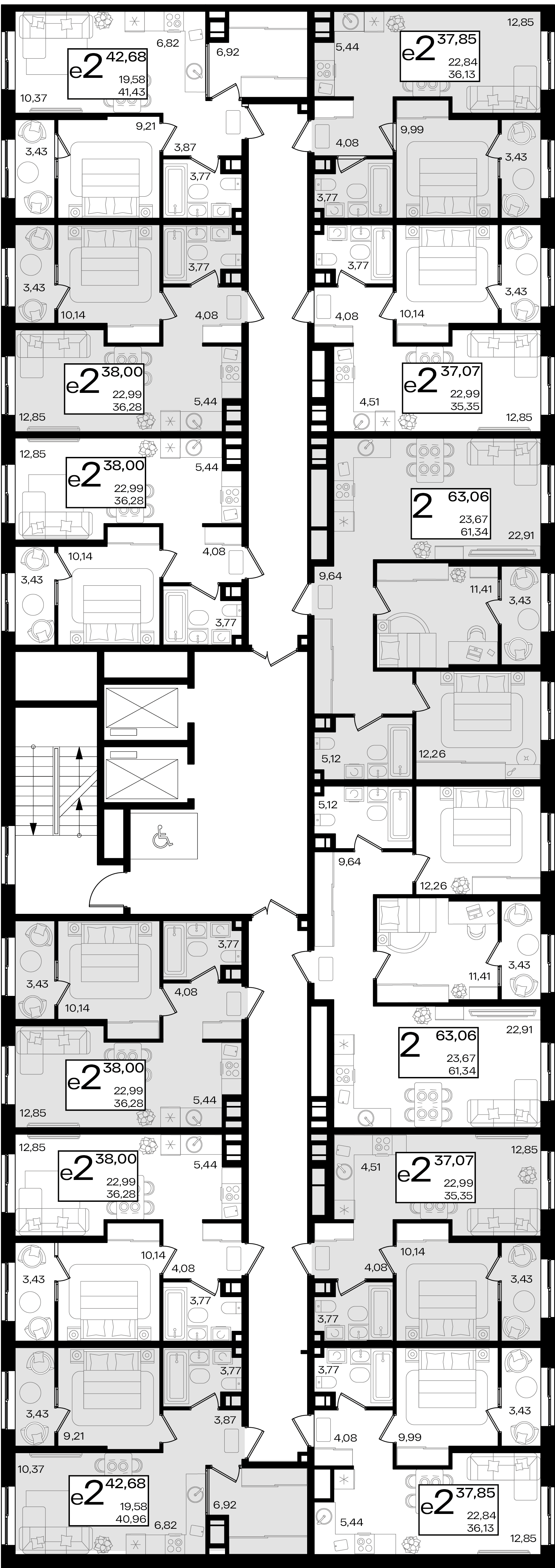 евро 2 к.кв. №235 42,68 м2 от застройщика ГК ТОЧНО фото 3