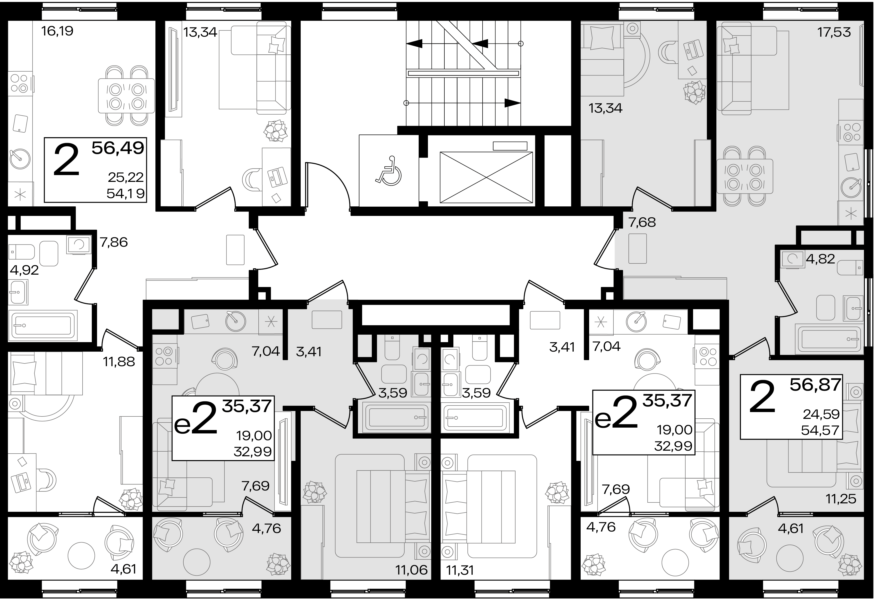 2-комнатная квартира №427 56,87 м2 от застройщика ГК ТОЧНО фото 3