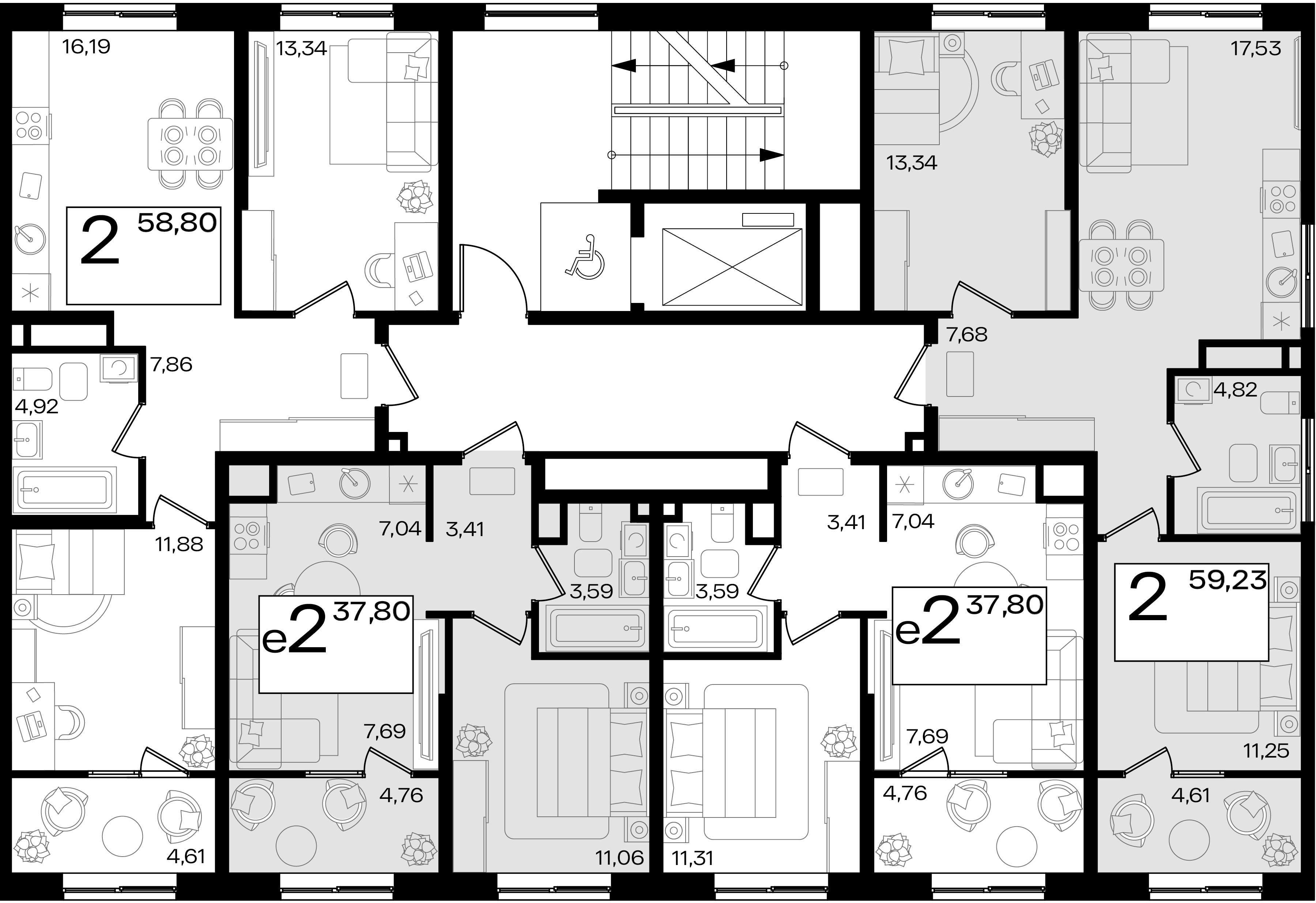 евро 2 к.кв. №453 37,8 м2 от застройщика ГК ТОЧНО фото 3