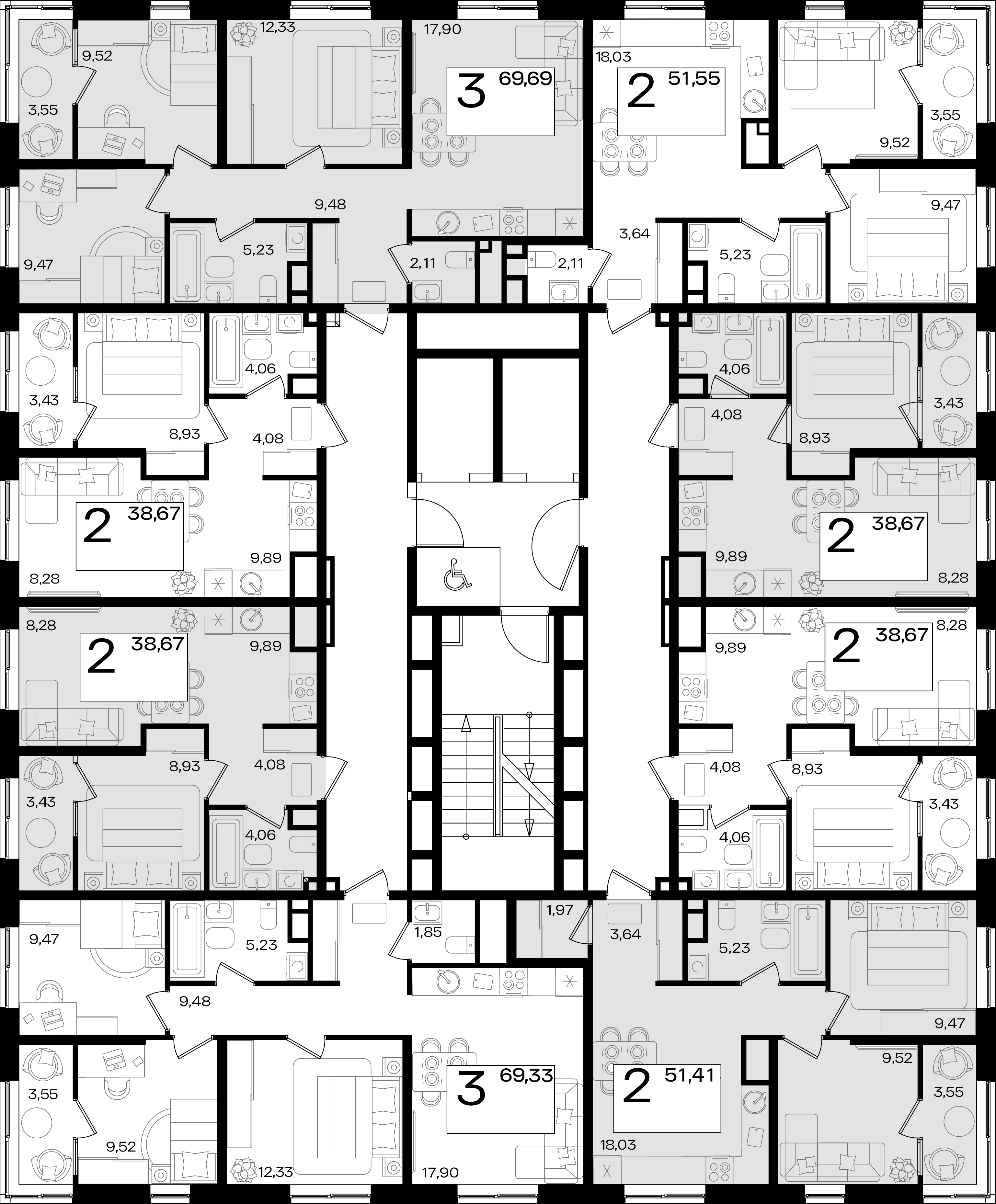 евро 2 к.кв. №6 38,67 м2 от застройщика ГК ТОЧНО фото 3
