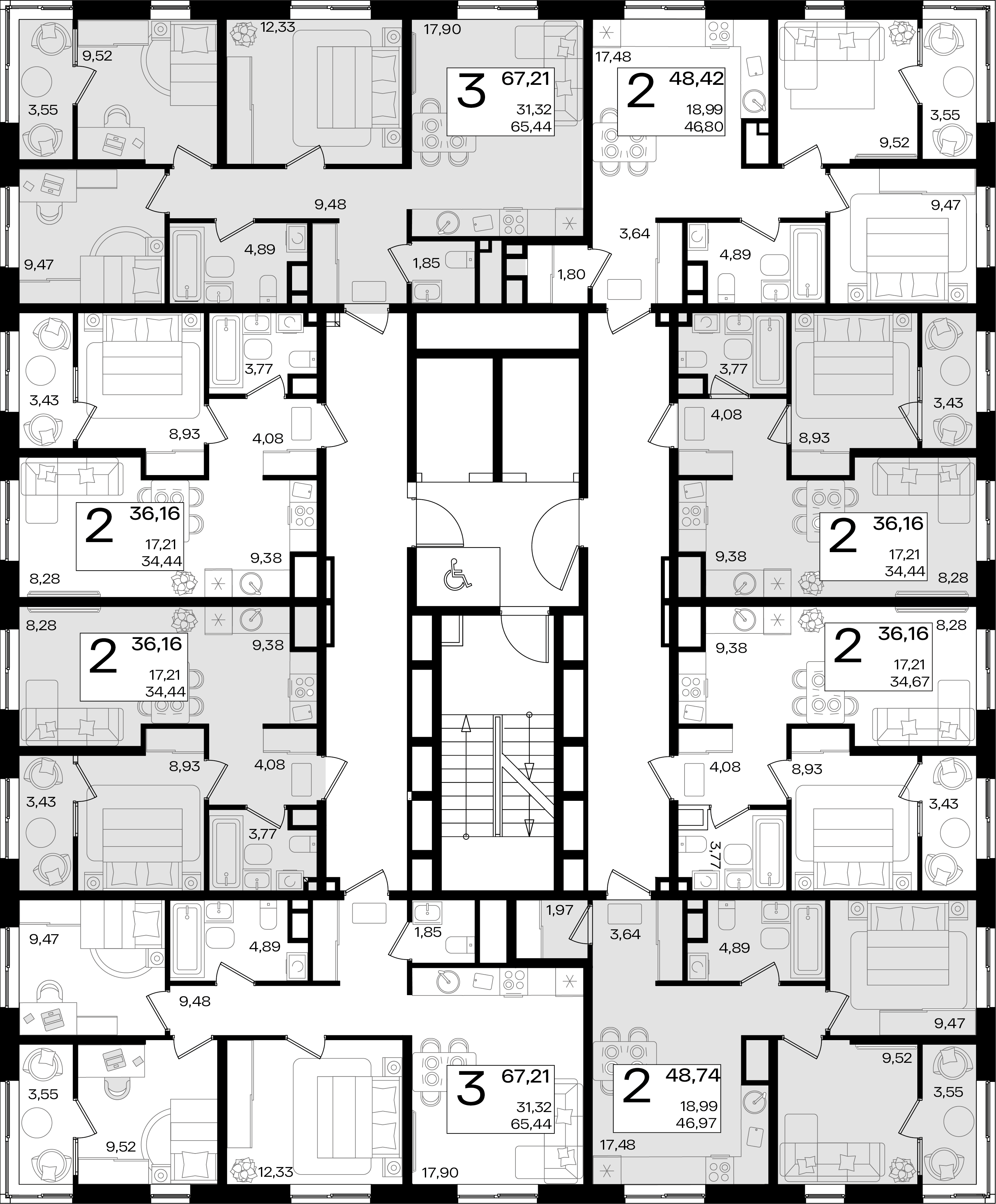 евро 2 к.кв. №126 36,16 м2 от застройщика ГК ТОЧНО фото 3
