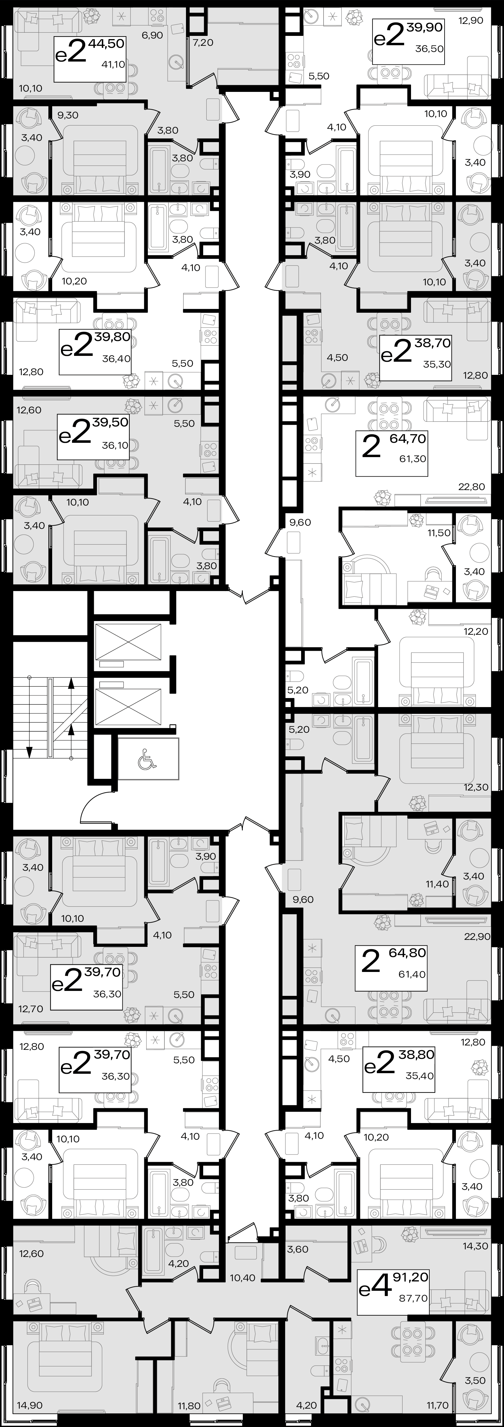 евро 2 к.кв. №11 39,7 м2 от застройщика ГК ТОЧНО фото 4