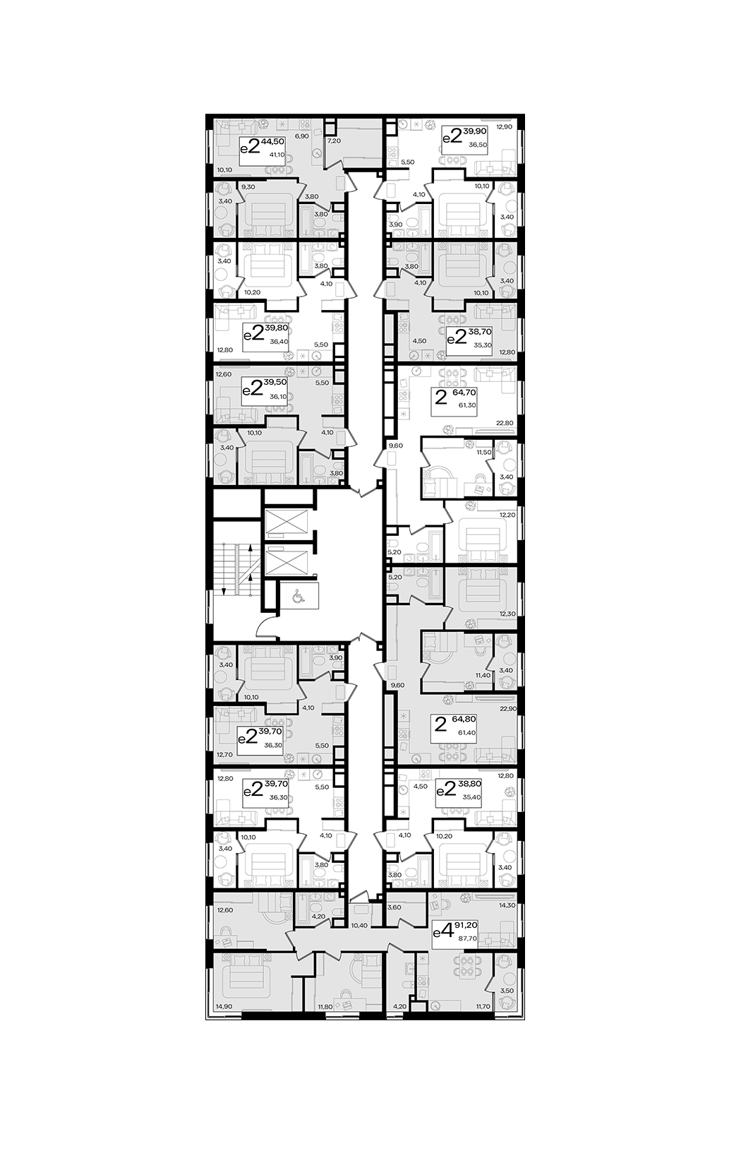 евро 2 к.кв. №11 39,7 м2 от застройщика ГК ТОЧНО фото 4