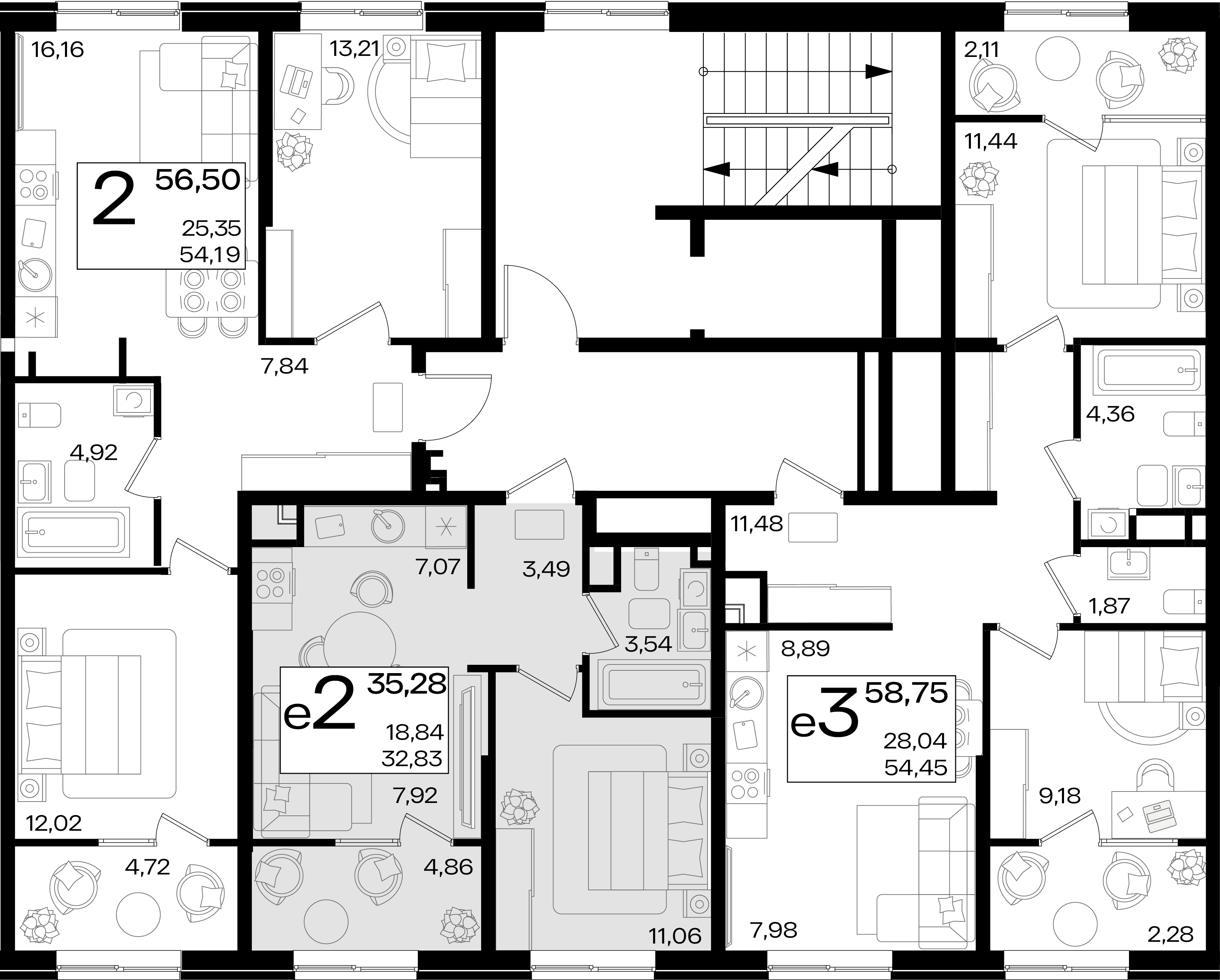 евро 3 к.кв. №439 58,75 м2 от застройщика ГК ТОЧНО фото 3