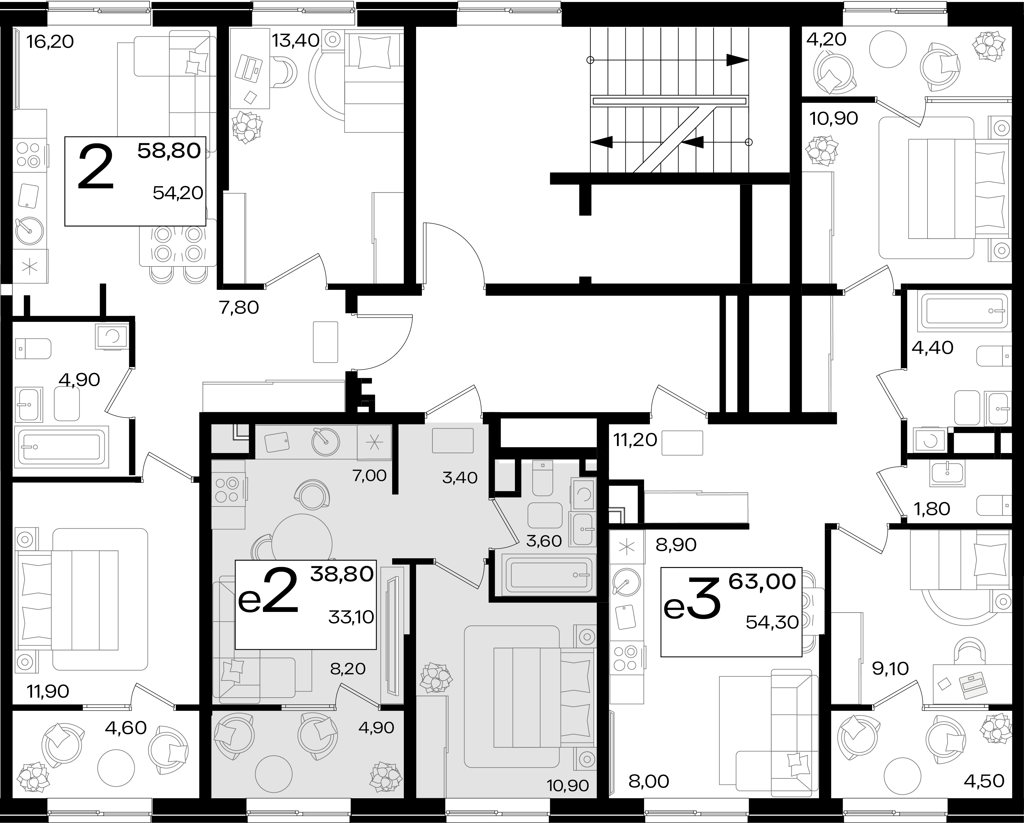 евро 3 к.кв. №448 58,7 м2 от застройщика ГК ТОЧНО фото 4