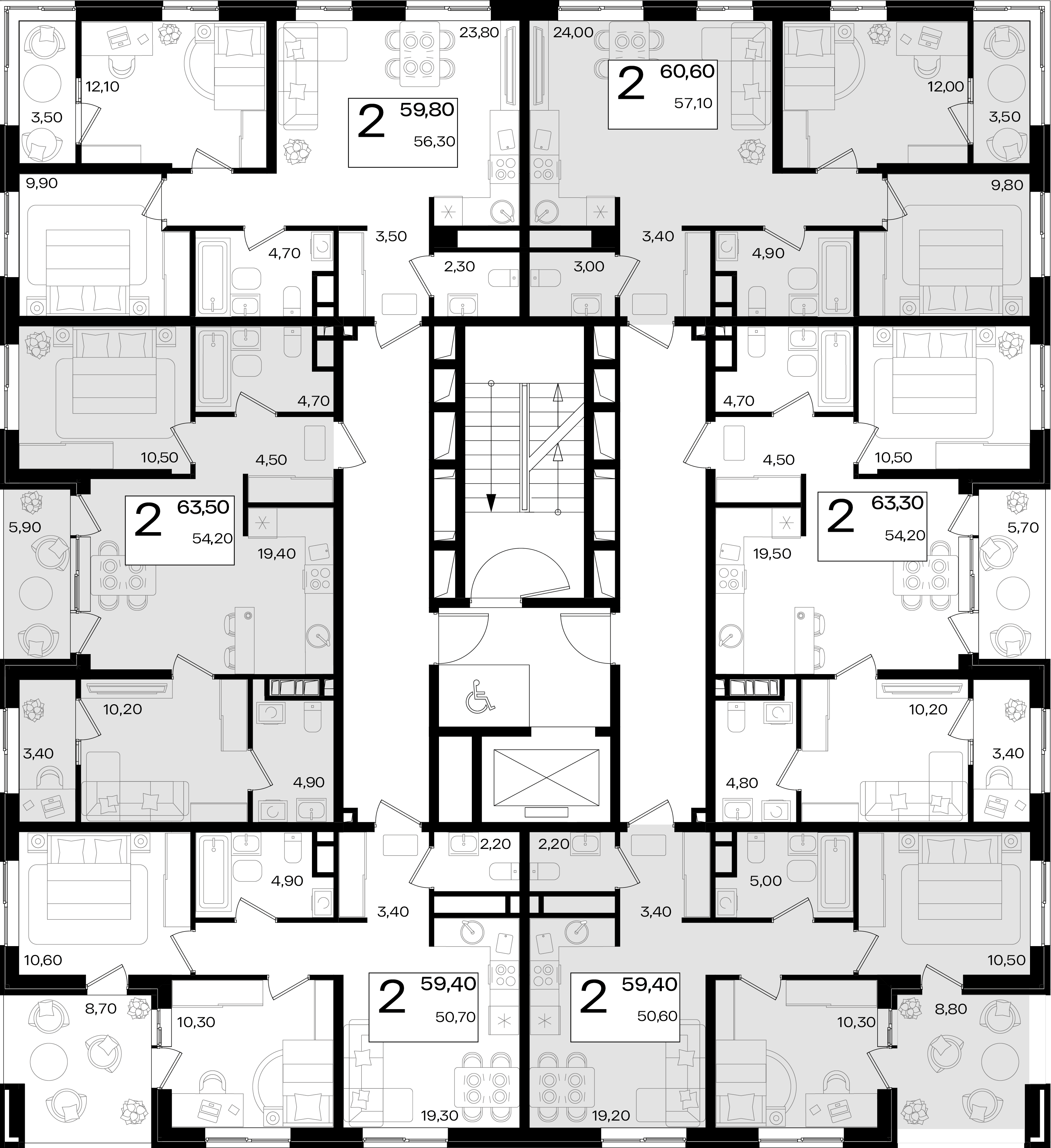 2-комнатная квартира №453 59,4 м2 от застройщика ГК ТОЧНО фото 3