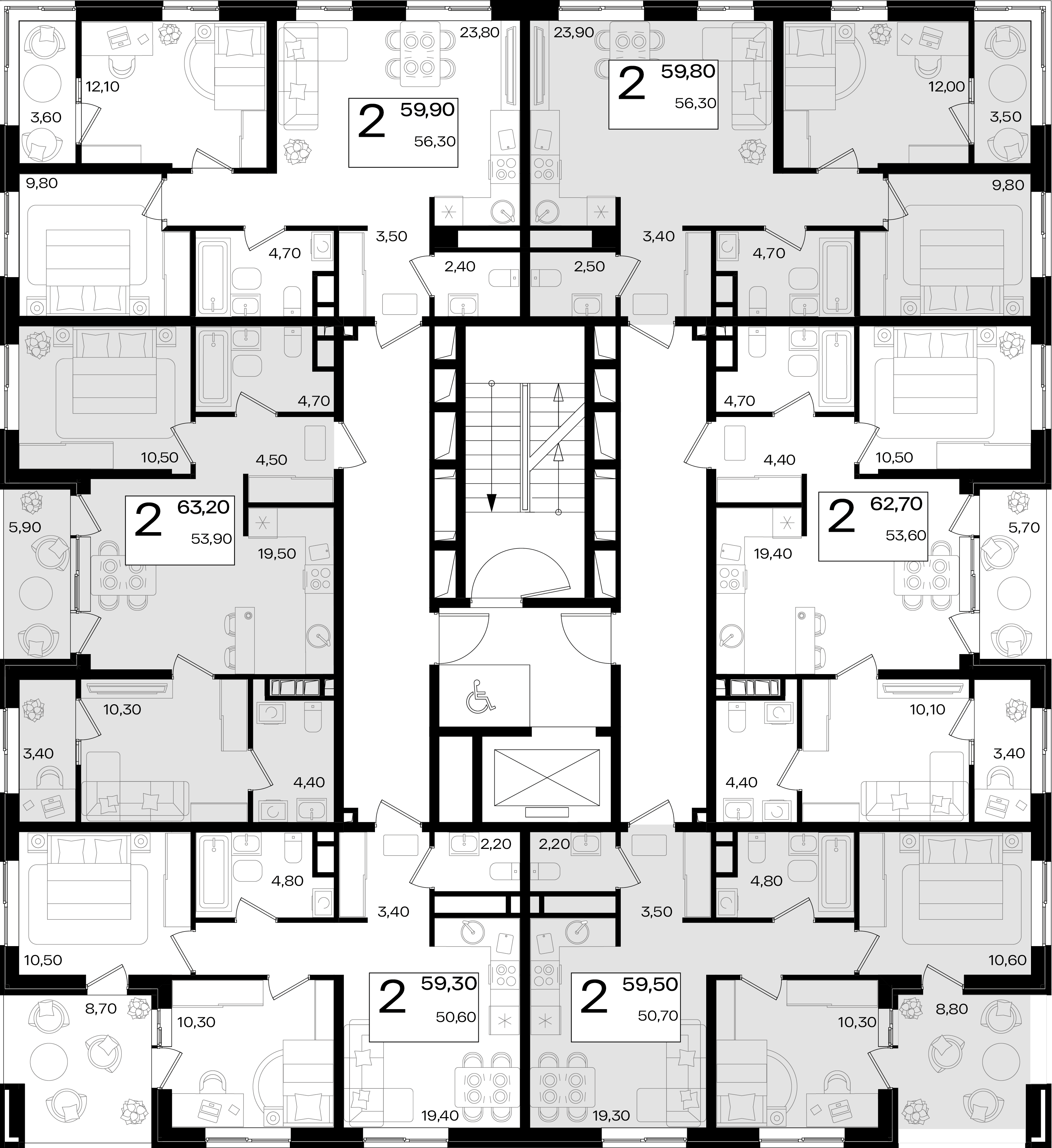 2-комнатная квартира №461 63,2 м2 от застройщика ГК ТОЧНО фото 4