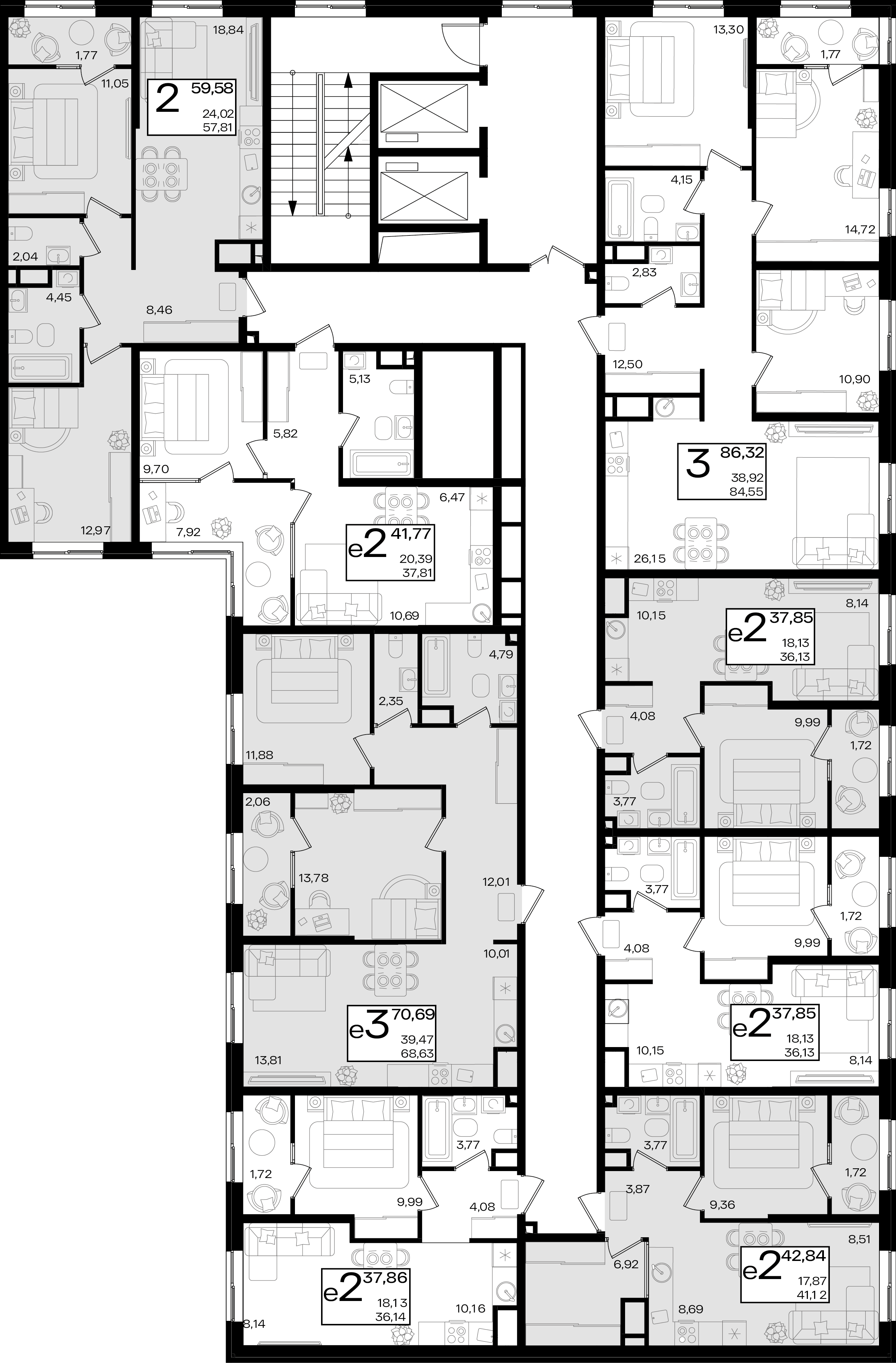 евро 2 к.кв. №29 37,86 м2 от застройщика ГК ТОЧНО фото 3